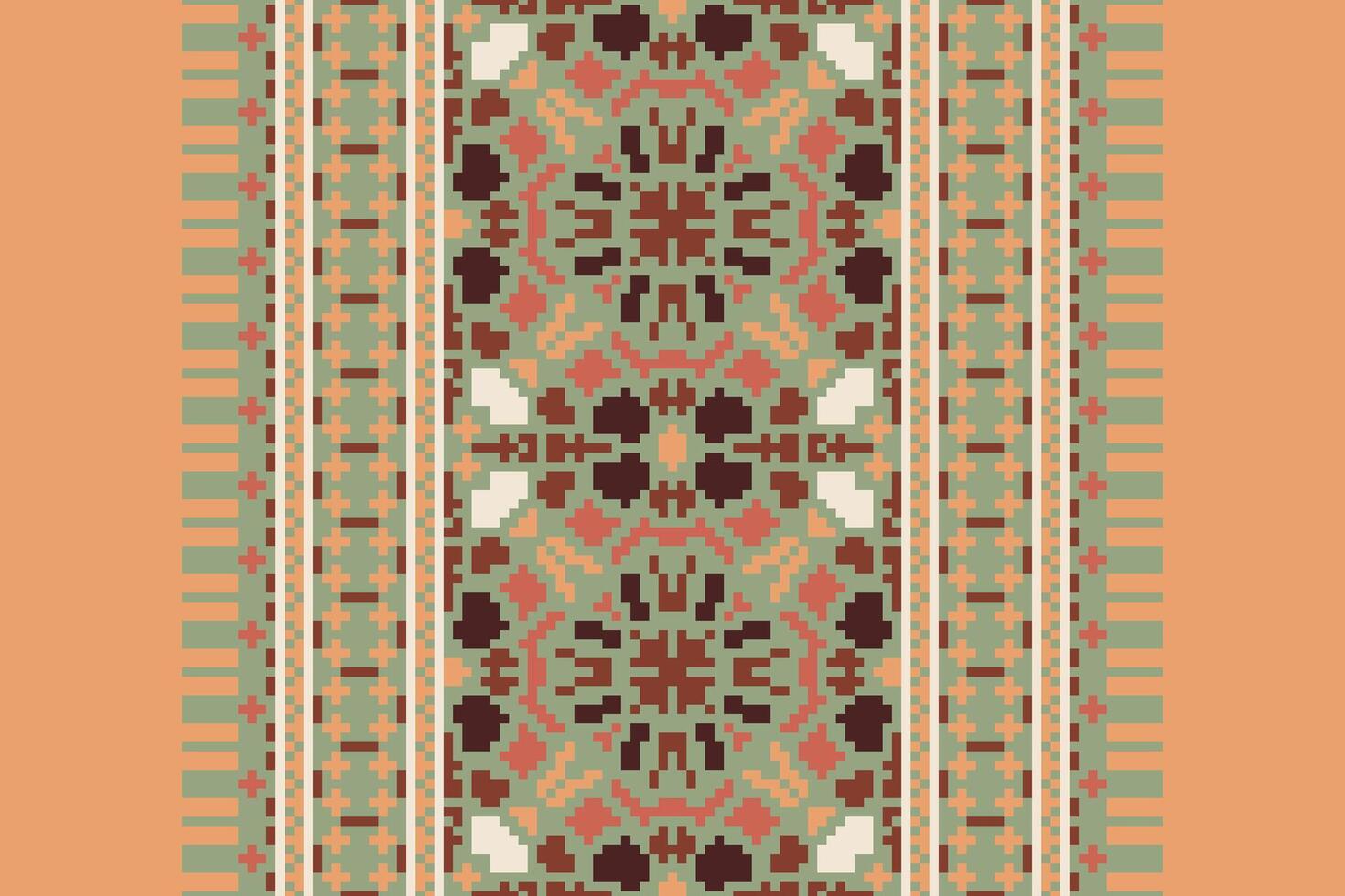 Tissue Dupatta Seamless Scandinavian pattern Motif embroidery, Pixel Ikat embroidery Design for Print 60s paisley tie dye damascus ornament rugs hipster kurta pajama vector