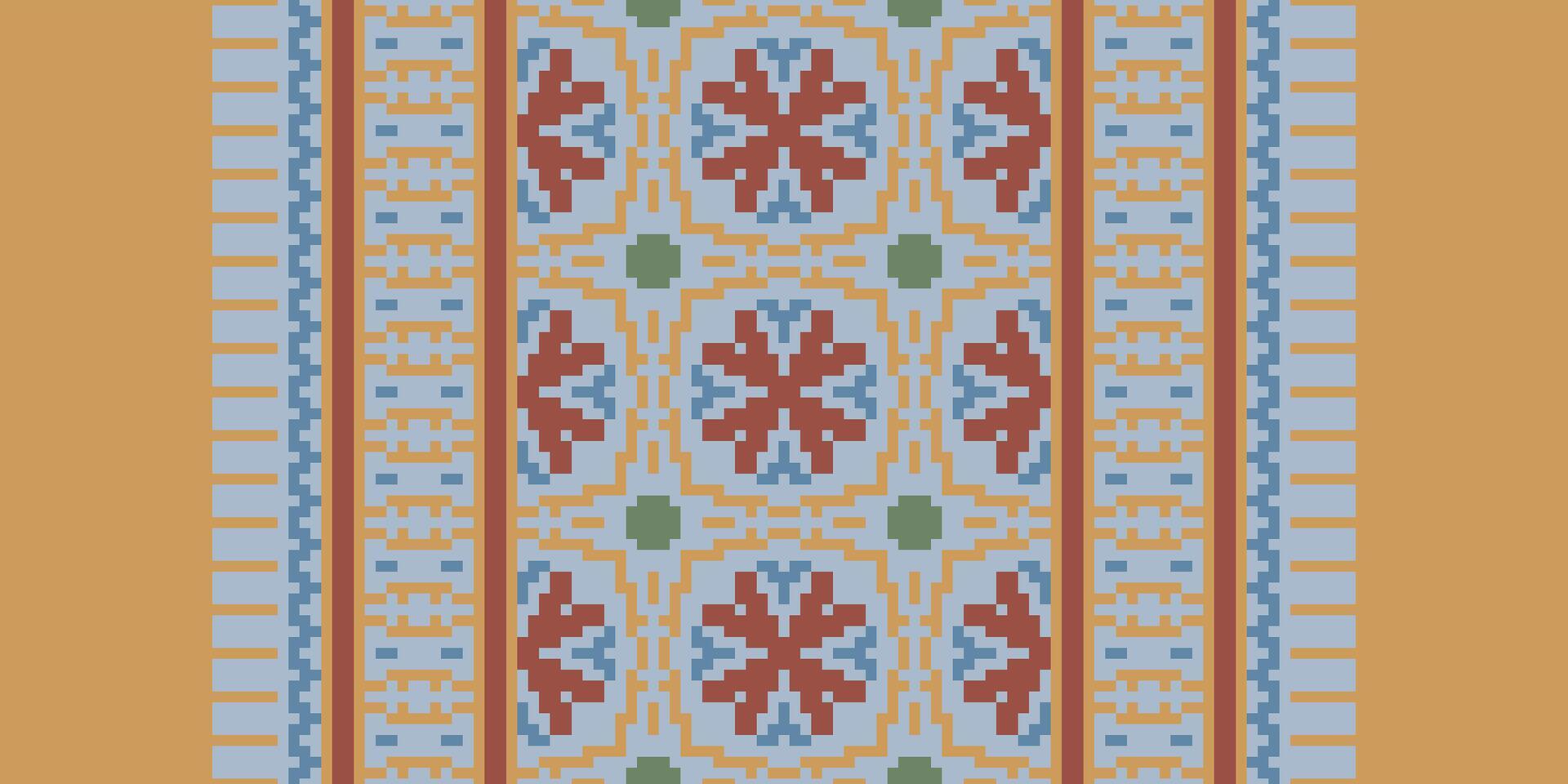 Patchwork pattern Seamless Native American, Motif embroidery, Pixel Ikat embroidery Design for Print tapestry floral kimono repeat pattern lacing spanish motif vector