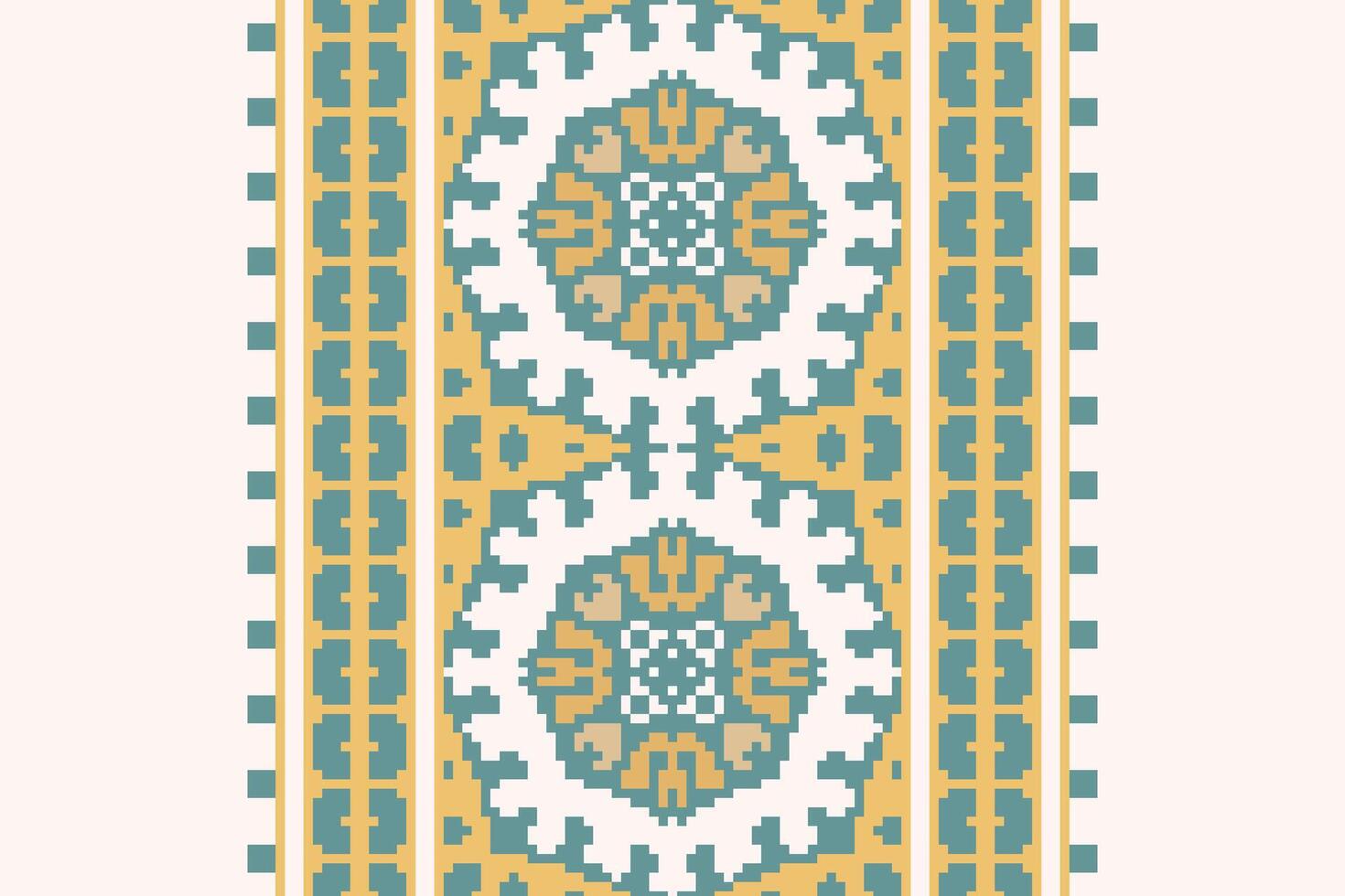 Tissue Dupatta Seamless Scandinavian pattern Motif embroidery, Pixel Ikat embroidery Design for Print scandinavian pattern saree ethnic nativity gypsy pattern vector