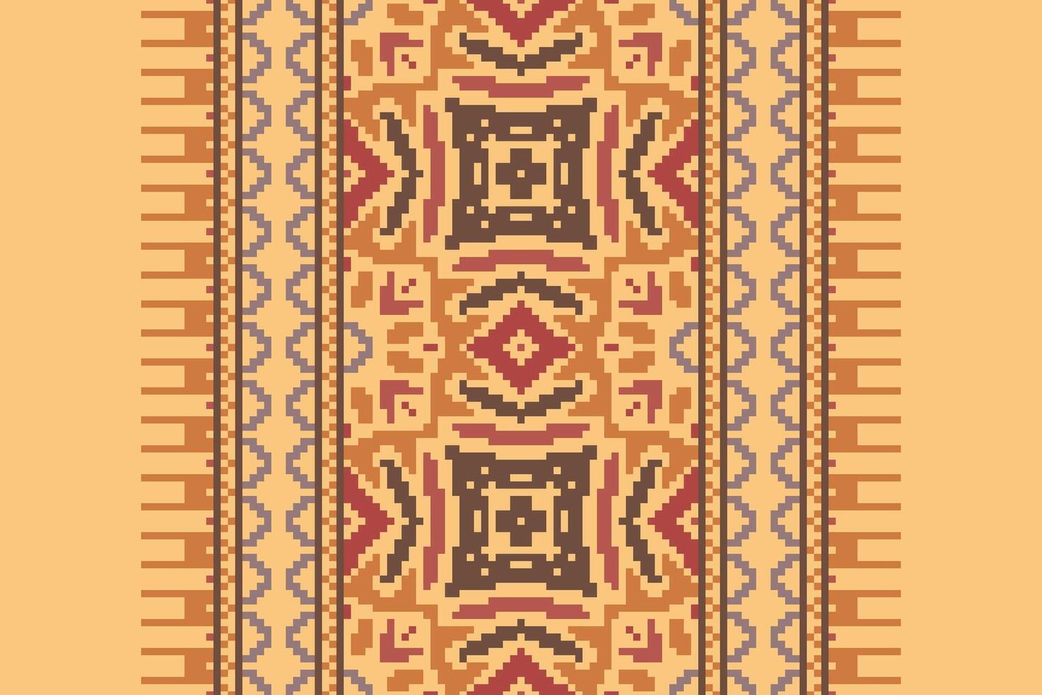 Peruvian pattern Seamless Bandana print silk Motif embroidery, Pixel Ikat embroidery Design for Print indigenous art aboriginal art pattern floral kurti mughal border vector