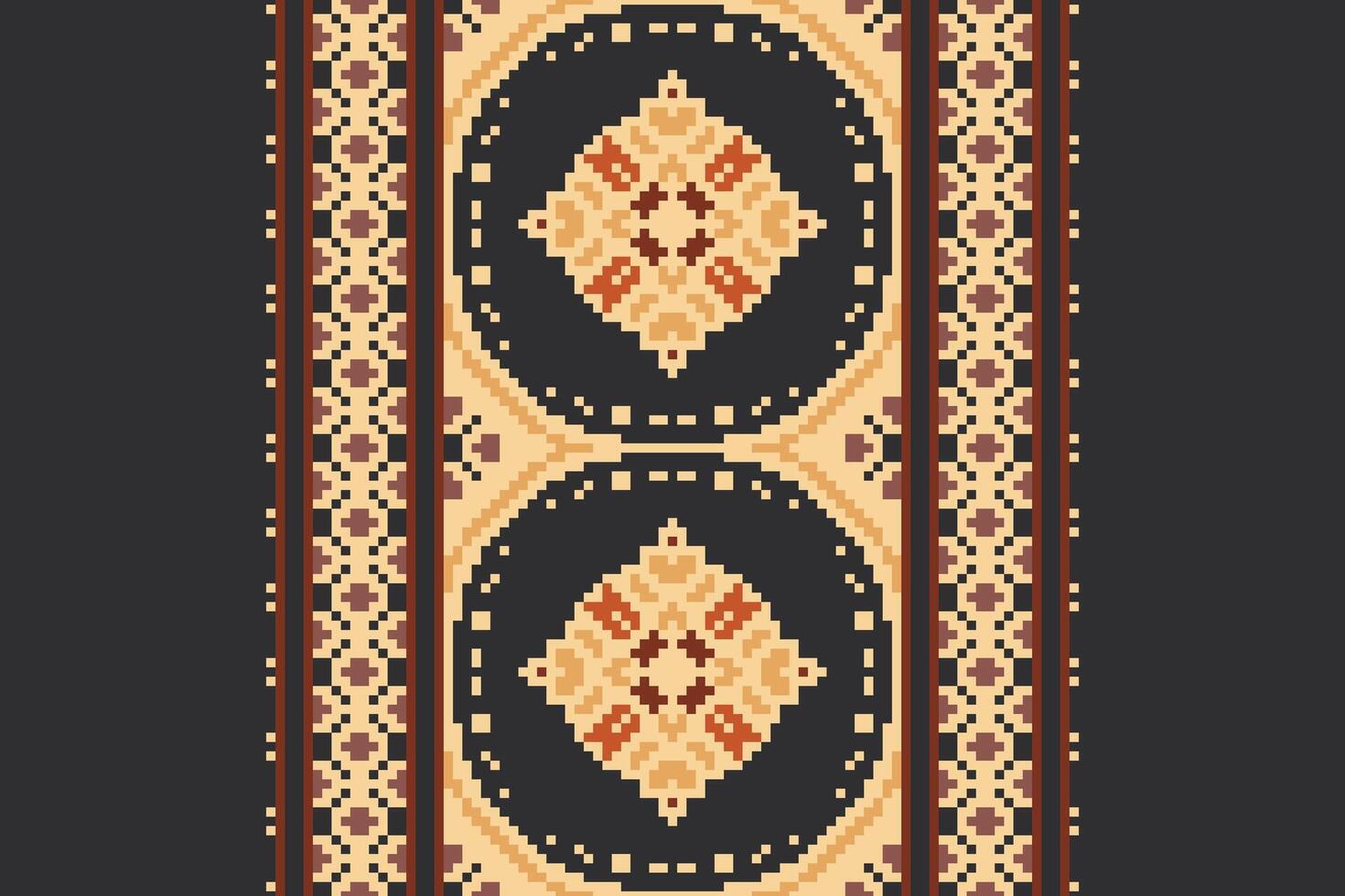 Peruvian pattern Seamless Bandana print silk Motif embroidery, Pixel Ikat embroidery Design for Print figure tribal ink on cloth patola sari vector
