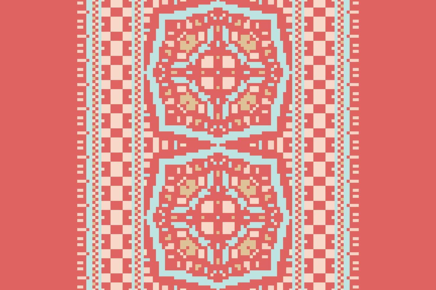 Peruvian pattern Seamless Scandinavian pattern Motif embroidery, Pixel Ikat embroidery Design for Print endless arabesque cloth dupatta shawl bandana print silk kurta men vector