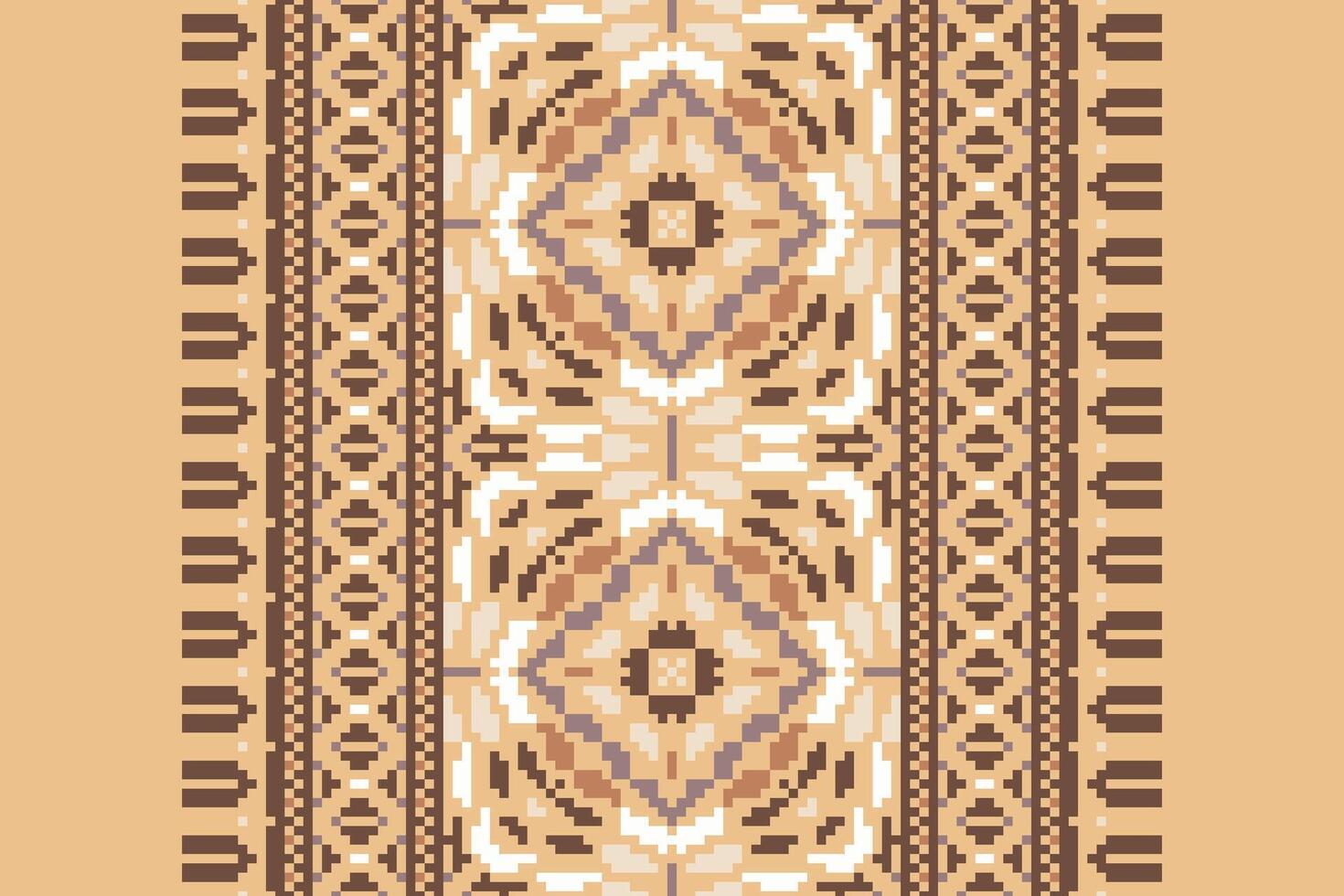 Patola sari Seamless Native American, Motif embroidery, Pixel Ikat embroidery Design for Print scarf hijab pattern kerchief Pixel Ikat Silk kurti model mughal patterns vector