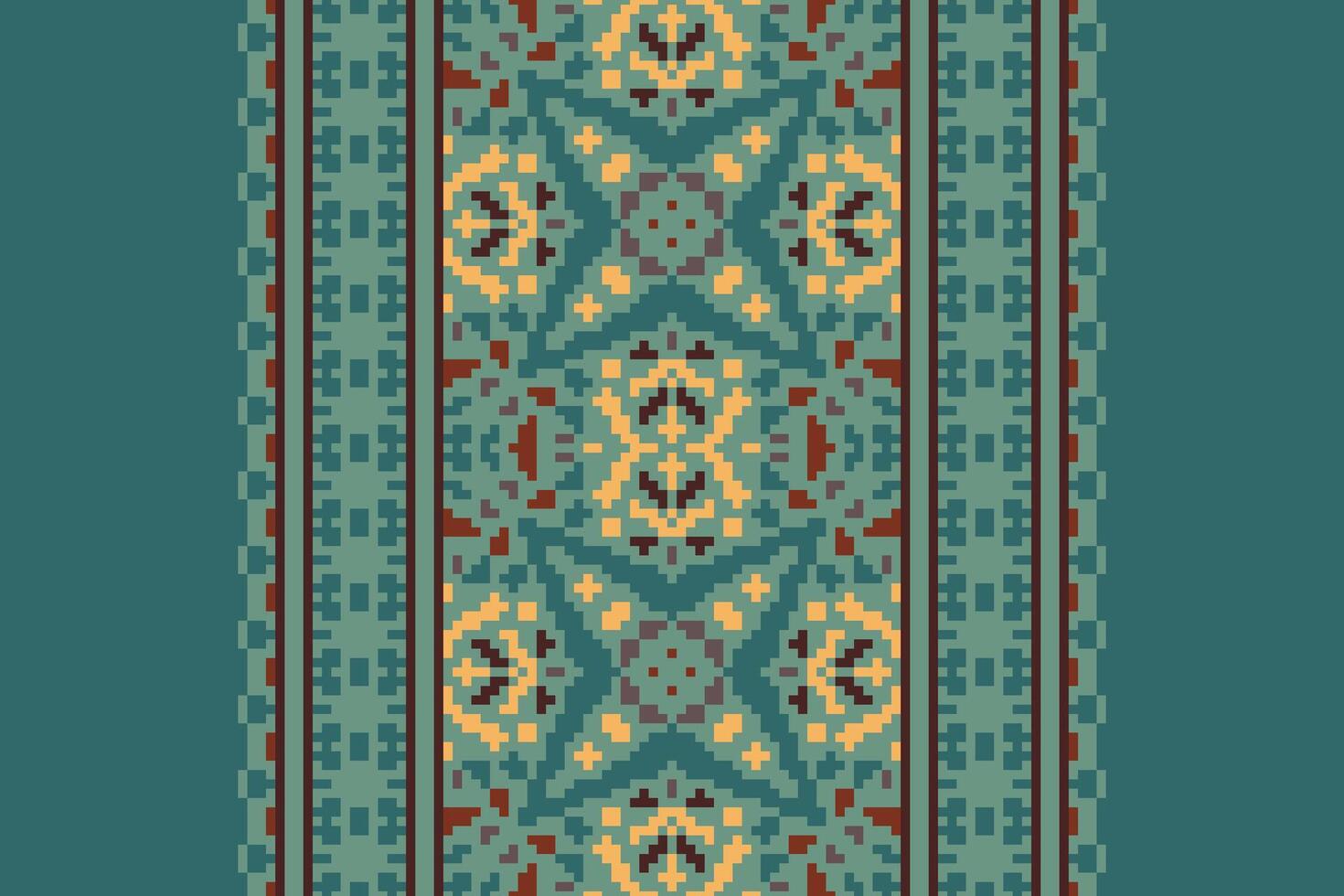 Patola sari Seamless Bandana print silk Motif embroidery, Pixel Ikat embroidery Design for Print jacquard slavic pattern folklore pattern kente arabesque vector
