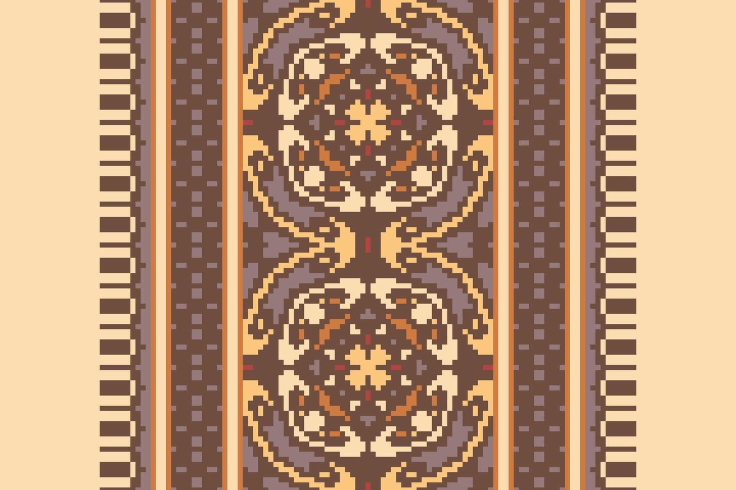 Patola sari Seamless Bandana print silk Motif embroidery, Pixel Ikat embroidery Design for Print indonesian batik motif embroidery native american kurta mughal design vector