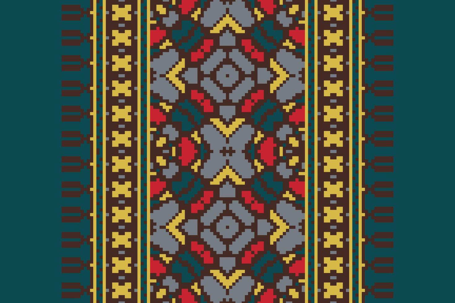 Patola sari Seamless Australian aboriginal pattern Motif embroidery, Pixel Ikat embroidery Design for Print tapestry floral kimono repeat pattern lacing spanish motif vector