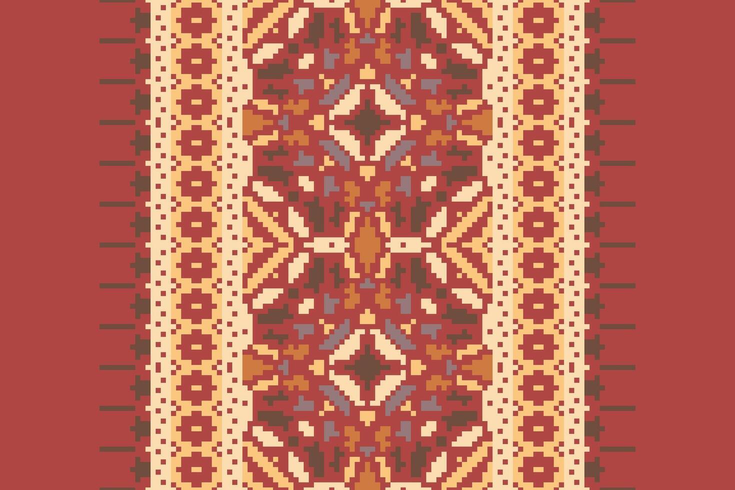 Patola sari Seamless Bandana print silk Motif embroidery, Pixel Ikat embroidery Design for Print tie dyeing pillowcase sambal puri kurti mughal architecture vector