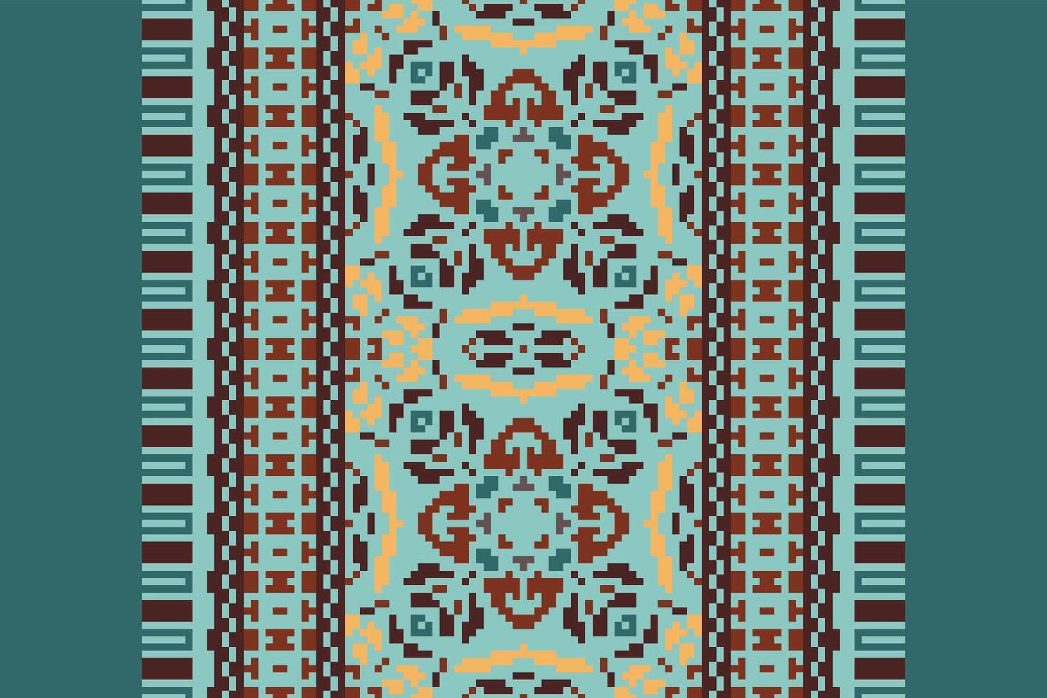Patola sari Seamless Bandana print silk Motif embroidery, Pixel Ikat embroidery Design for Print egyptian hieroglyphs tibetan geo pattern vector
