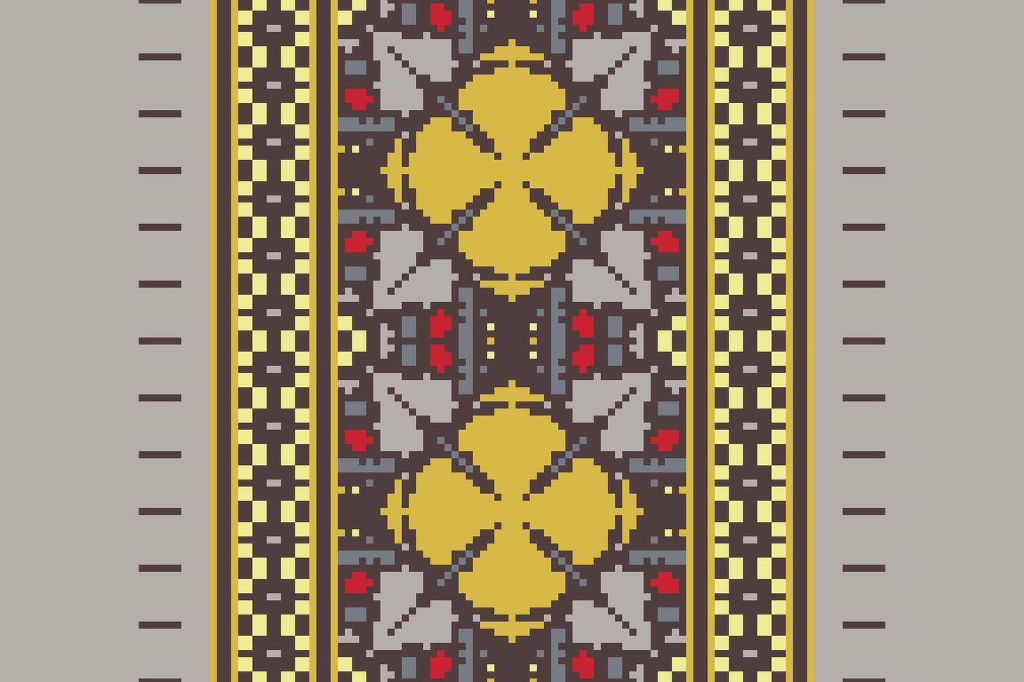 Patola sari Seamless Australian aboriginal pattern Motif embroidery, Pixel Ikat embroidery Design for Print pattern vintage flower folk navajo patchwork pattern vector