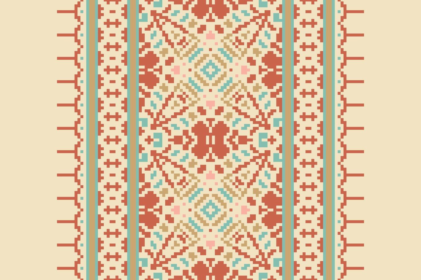 Patola sari Seamless Australian aboriginal pattern Motif embroidery, Pixel Ikat embroidery Design for Print egyptian pattern tibetan mandala bandanna vector
