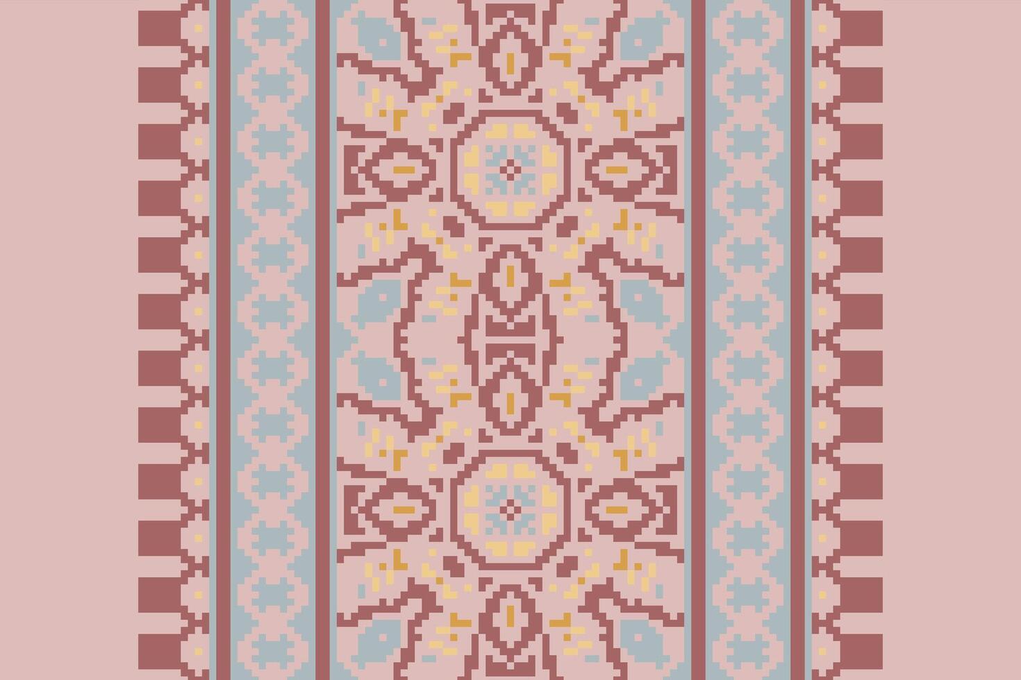 Patola sari Seamless Mughal architecture Motif embroidery, Pixel Ikat embroidery Design for Print vyshyvanka placemat quilt sarong sarong beach kurtis Indian motifs vector