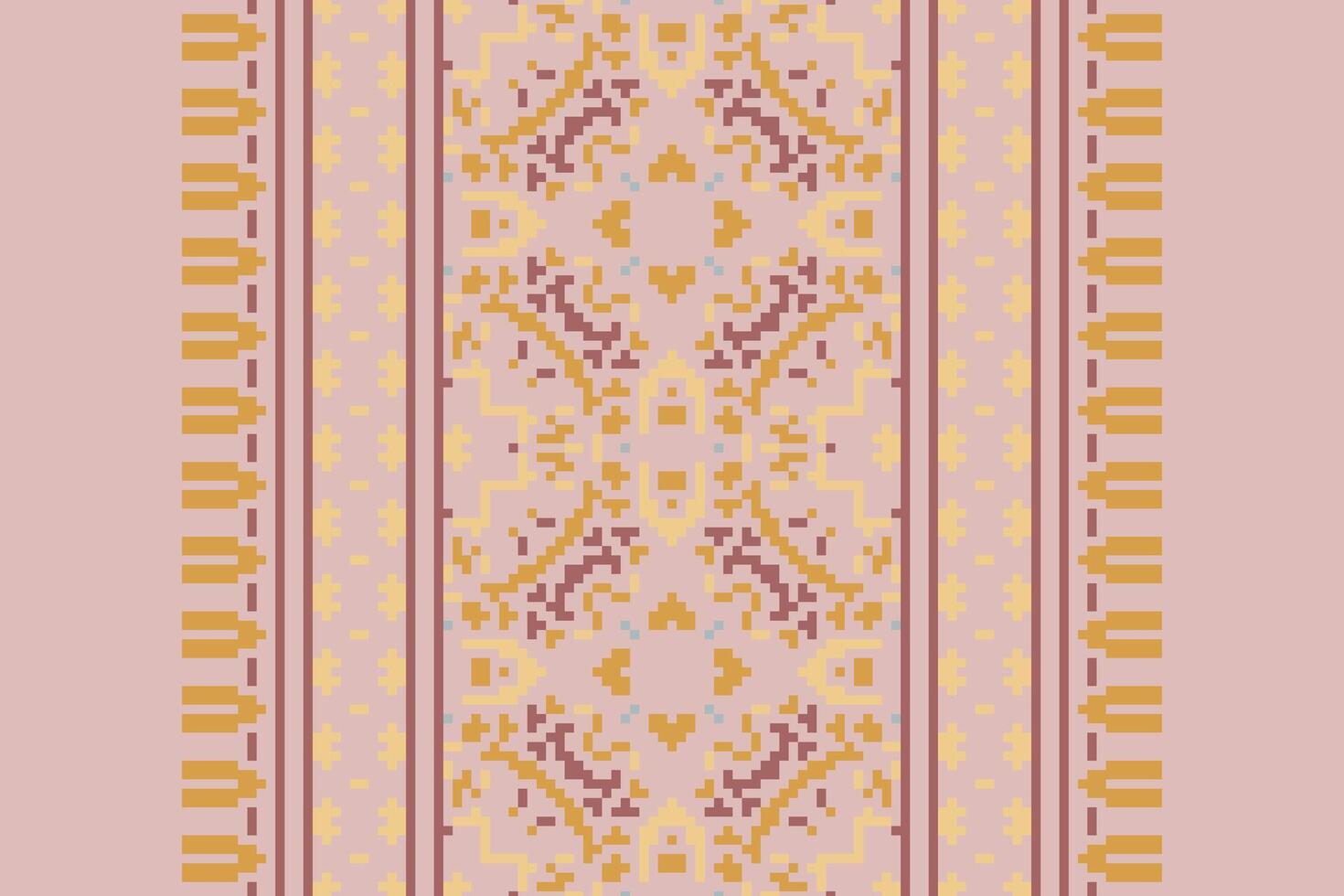 Patola sari Seamless Mughal architecture Motif embroidery, Pixel Ikat embroidery Design for Print indigenous art aboriginal art pattern floral kurti mughal border vector