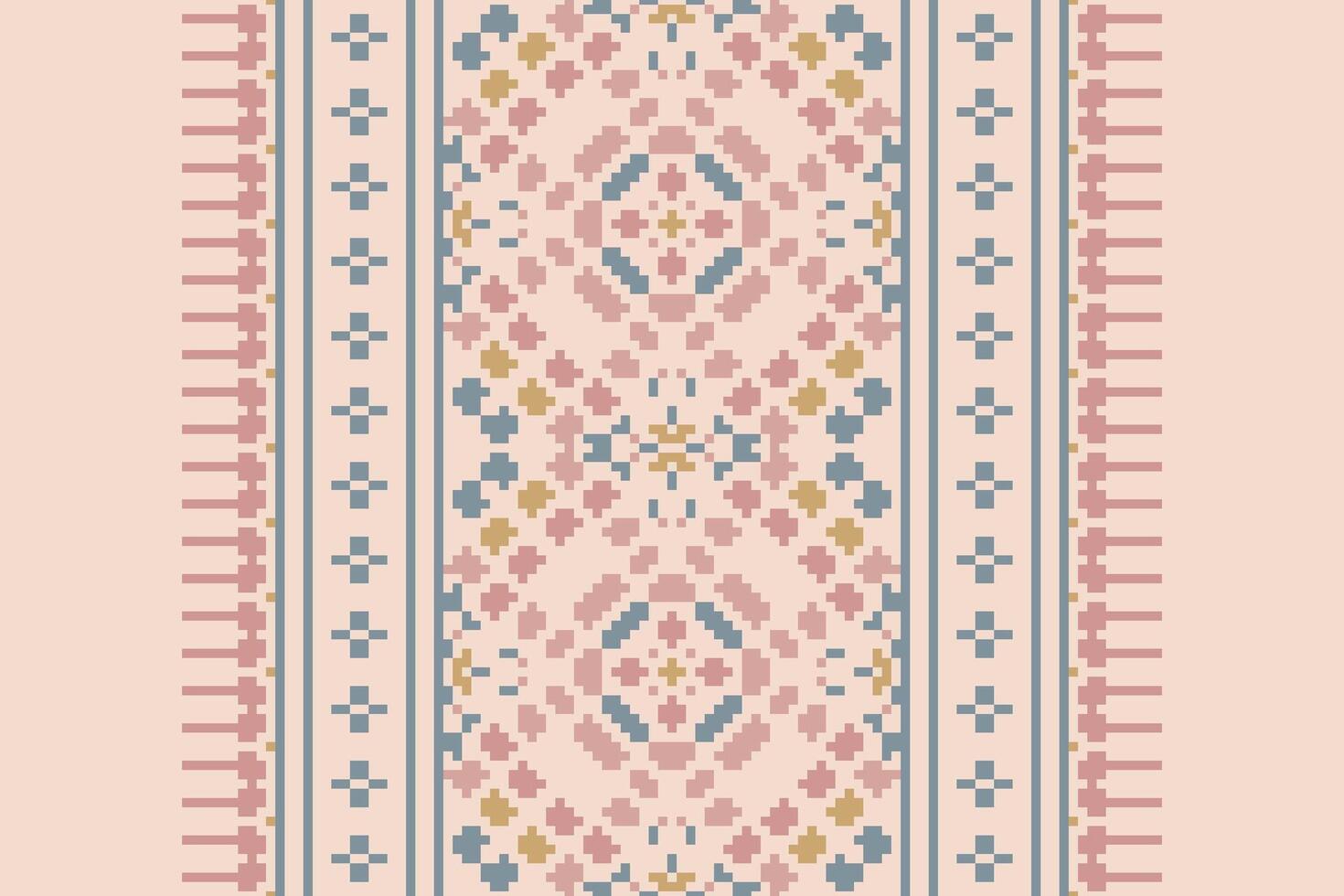 Patola sari Seamless Mughal architecture Motif embroidery, Pixel Ikat embroidery Design for Print indonesian batik motif embroidery native american kurta mughal design vector