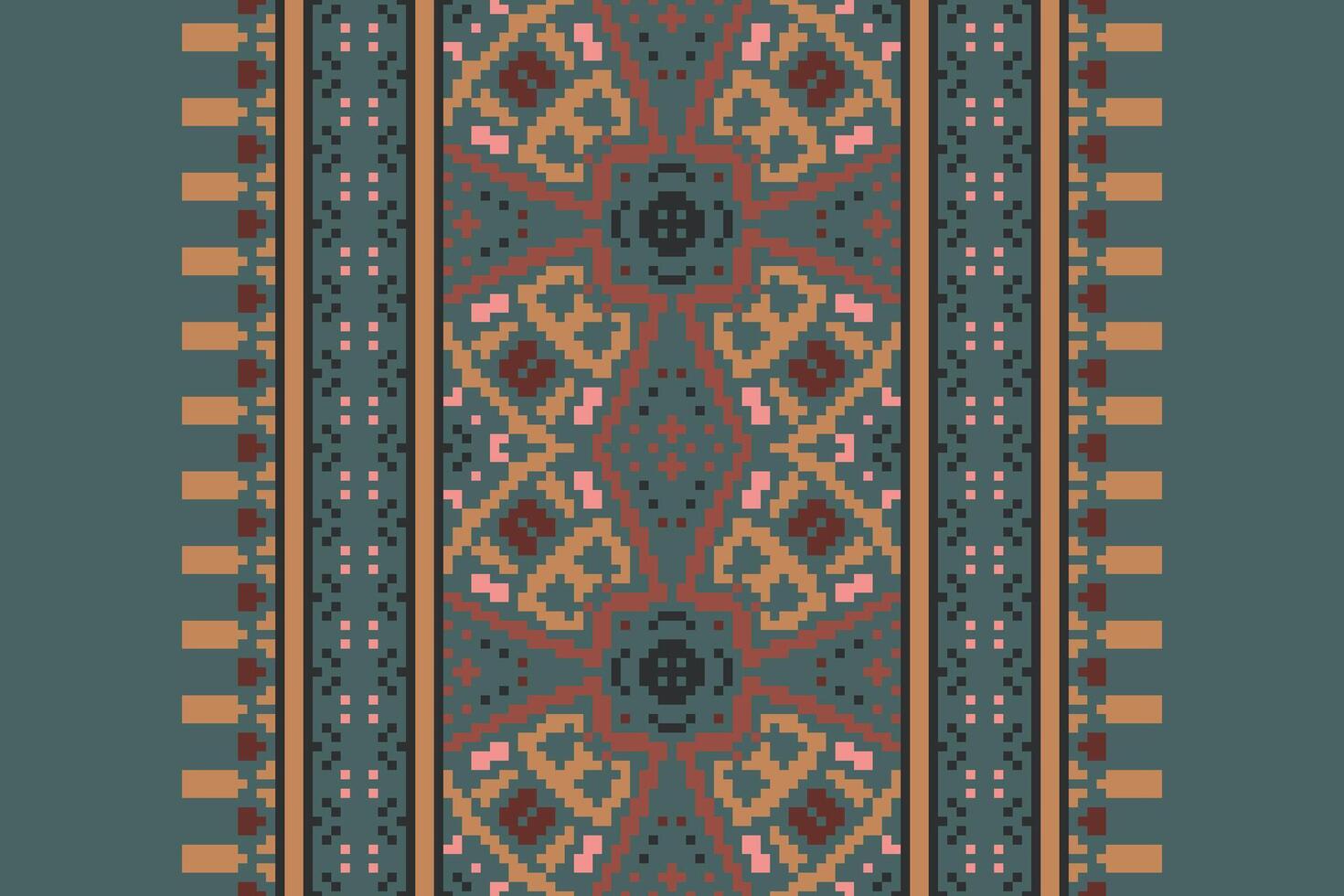 Patola sari Seamless Mughal architecture Motif embroidery, Pixel Ikat embroidery Design for Print scandinavian pattern saree ethnic nativity gypsy pattern vector