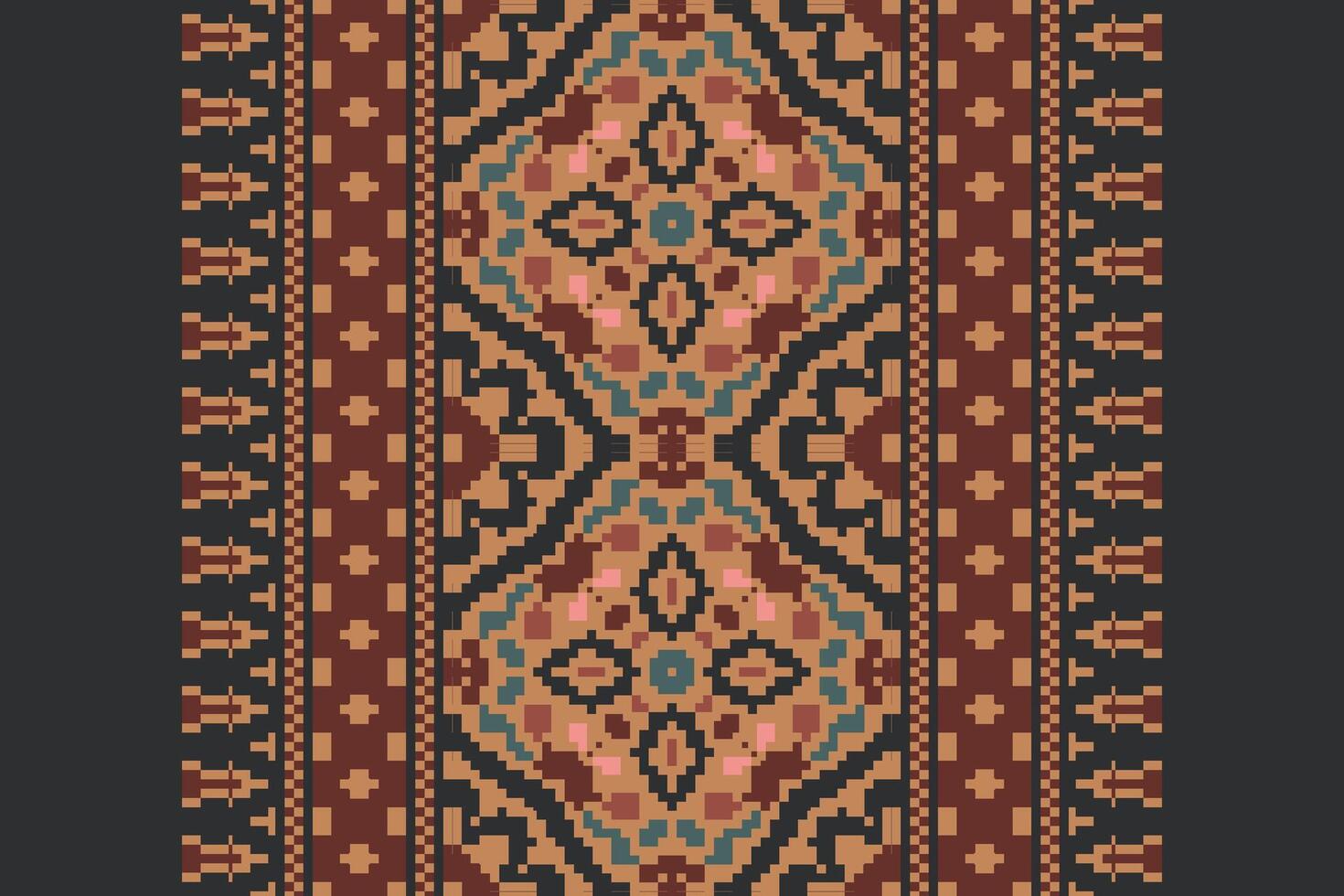 Patola sari Seamless Mughal architecture Motif embroidery, Pixel Ikat embroidery Design for Print australian curtain pattern geometric pillow model kurti mughal flowers vector