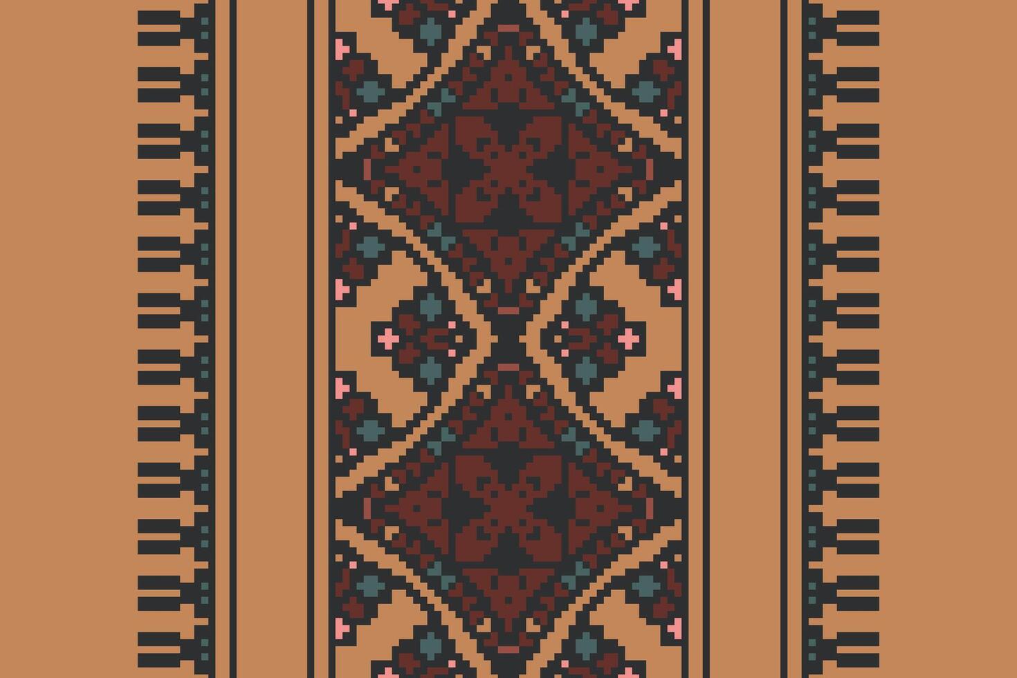 Patola sari Seamless Mughal architecture Motif embroidery, Pixel Ikat embroidery Design for Print pattern vintage flower folk navajo patchwork pattern vector