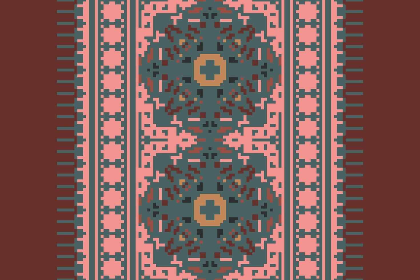 Patola sari Seamless Mughal architecture Motif embroidery, Pixel Ikat embroidery Design for Print jacquard slavic pattern folklore pattern kente arabesque vector