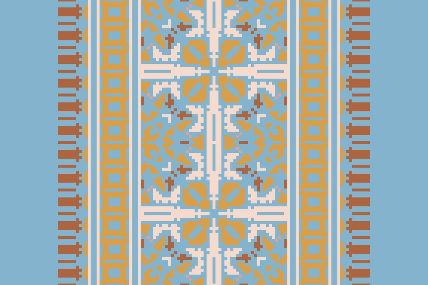 Patola sari Seamless Mughal architecture Motif embroidery, Pixel Ikat embroidery Design for Print border embroidery ancient egypt vector