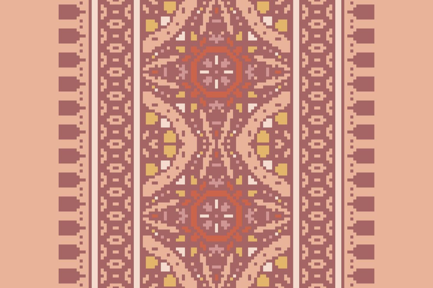 Patola sari Seamless Scandinavian pattern Motif embroidery, Pixel Ikat embroidery Design for Print indonesian batik motif embroidery native american kurta mughal design vector