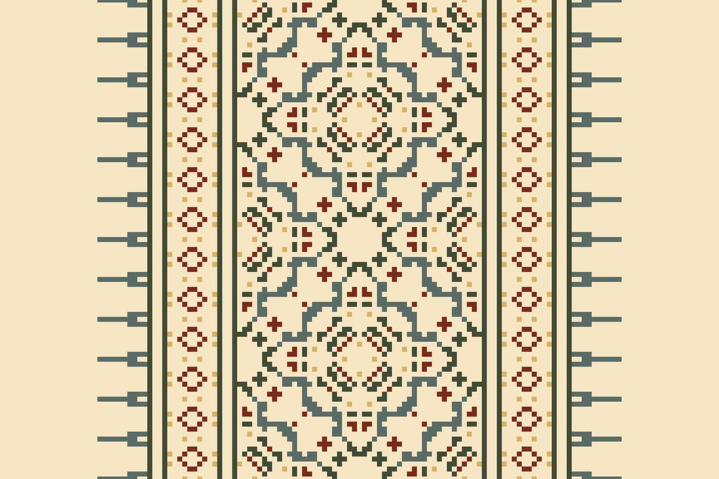 Kilim Pattern Seamless Native American, Motif embroidery, Pixel Ikat embroidery Design for Print indonesian batik motif embroidery native american kurta mughal design vector