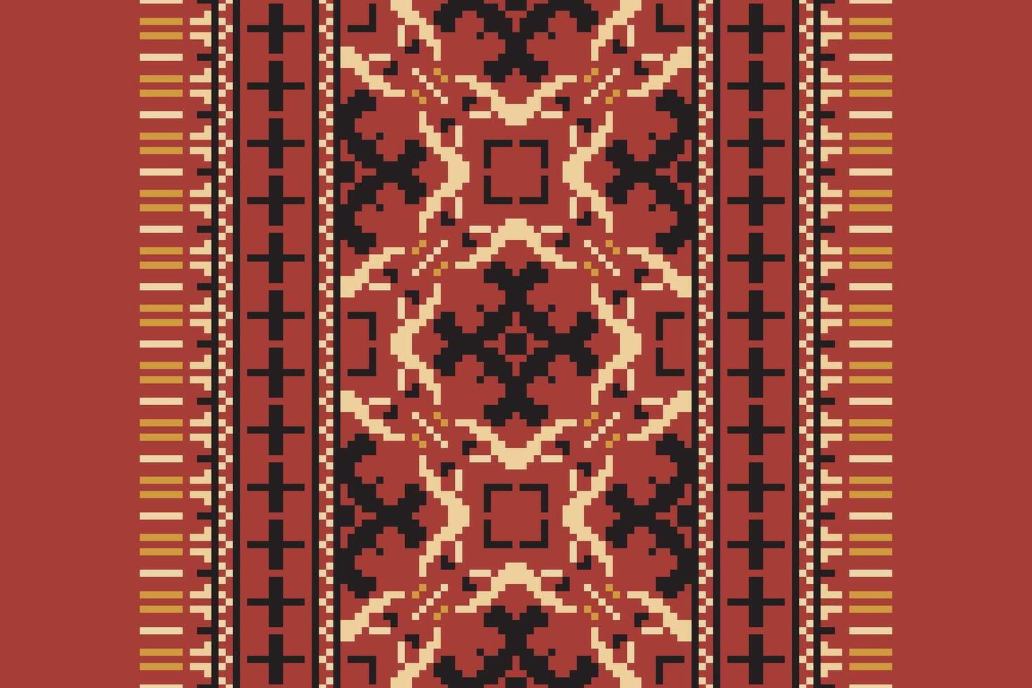 Patola sari Seamless Scandinavian pattern Motif embroidery, Pixel Ikat embroidery Design for Print border embroidery ancient egypt vector
