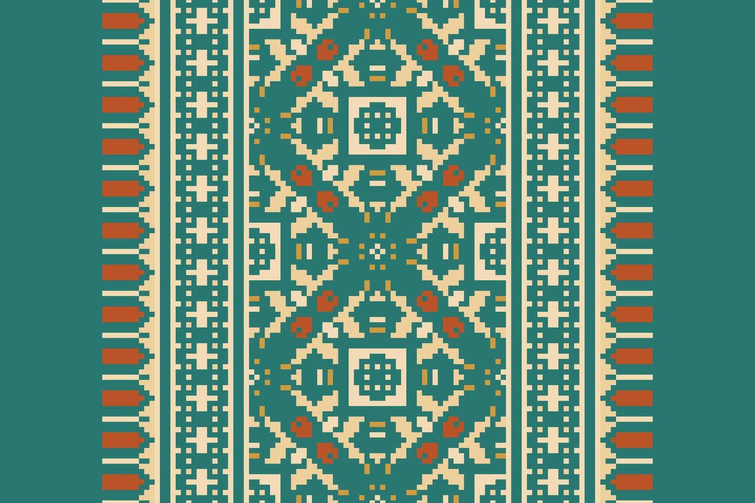 Patola sari Seamless Scandinavian pattern Motif embroidery, Pixel Ikat embroidery Design for Print indigenous art aboriginal art pattern floral kurti mughal border vector