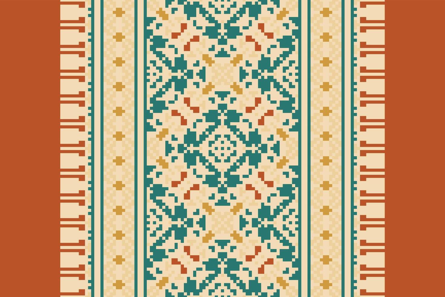 Patola sari Seamless Scandinavian pattern Motif embroidery, Pixel Ikat embroidery Design for Print pattern vintage flower folk navajo patchwork pattern vector
