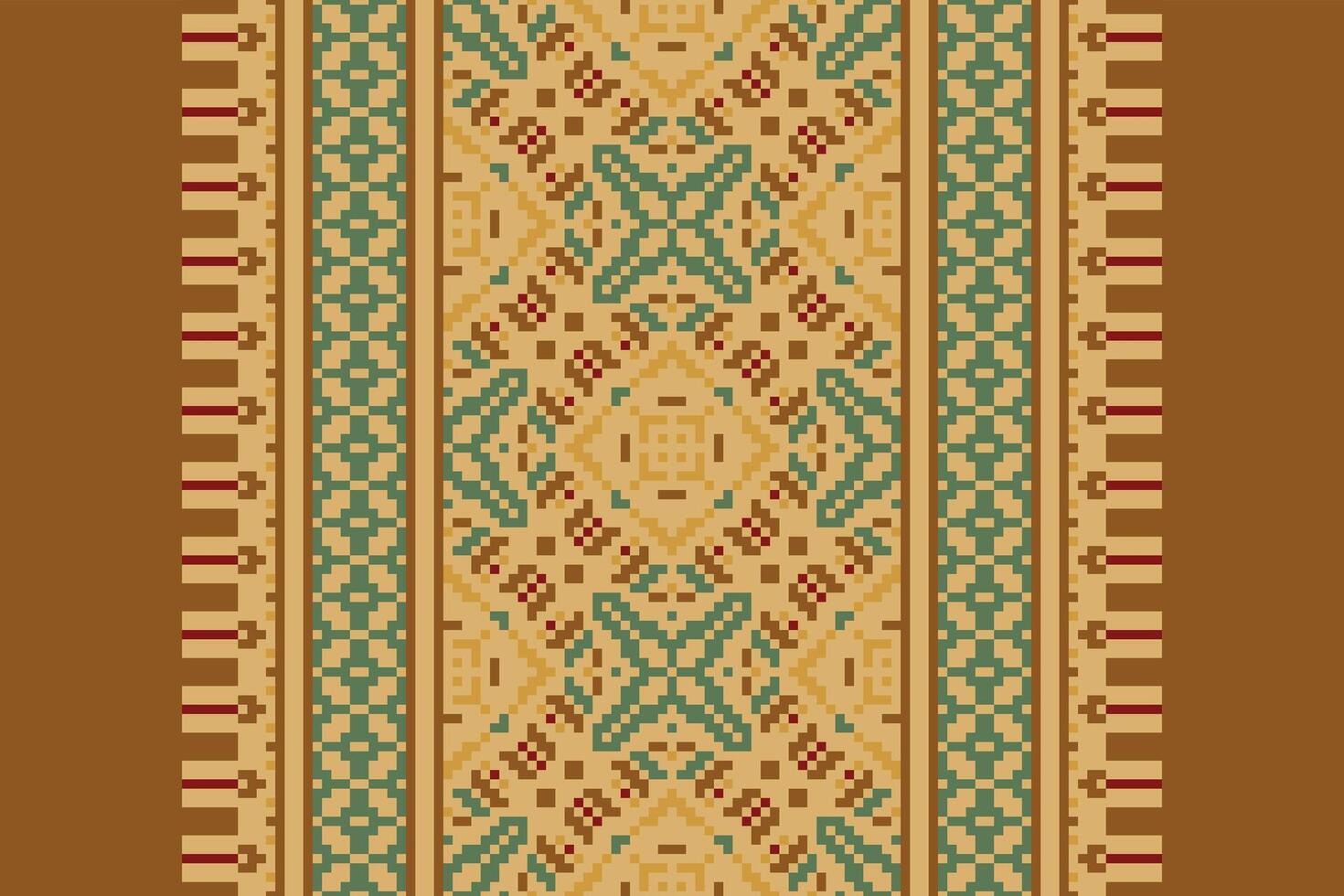 Kilim Pattern Seamless Bandana print silk Motif embroidery, Pixel Ikat embroidery Design for Print indigenous art aboriginal art pattern floral kurti mughal border vector
