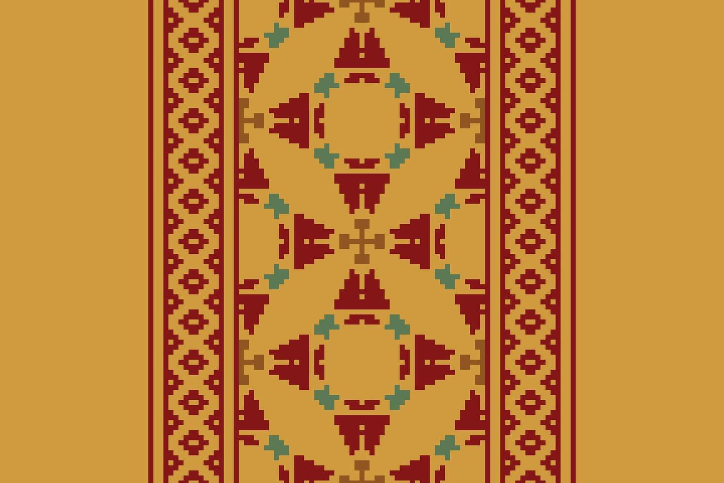 Kilim Pattern Seamless Bandana print silk Motif embroidery, Pixel Ikat embroidery Design for Print tapestry floral kimono repeat pattern lacing spanish motif vector