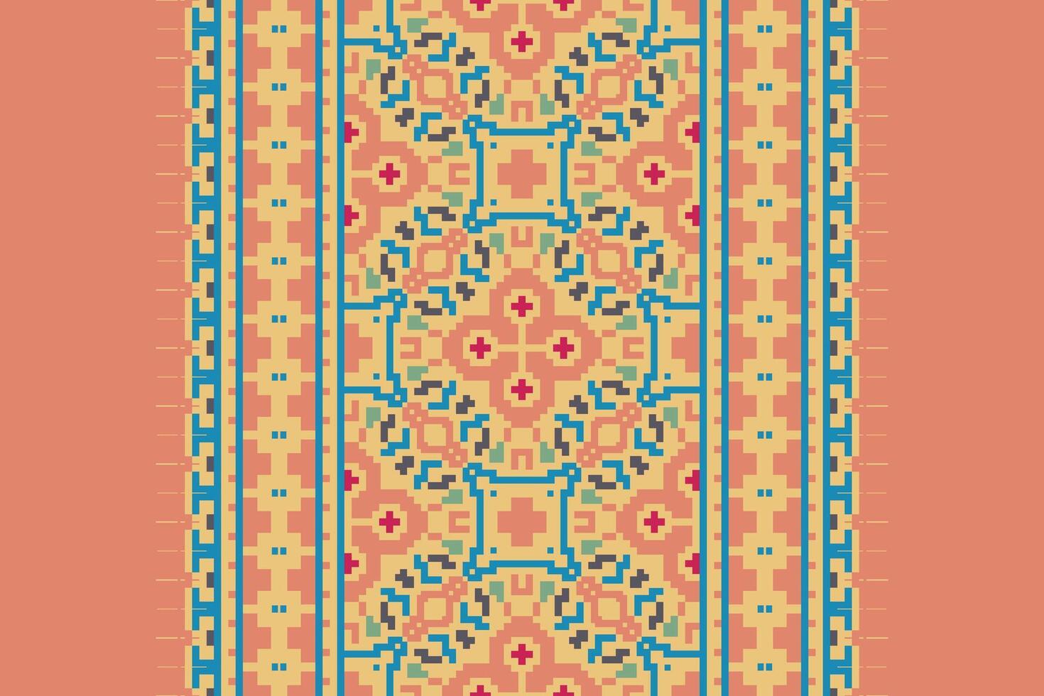 Kilim Pattern Seamless Bandana print silk Motif embroidery, Pixel Ikat embroidery Design for Print egyptian hieroglyphs tibetan geo pattern vector