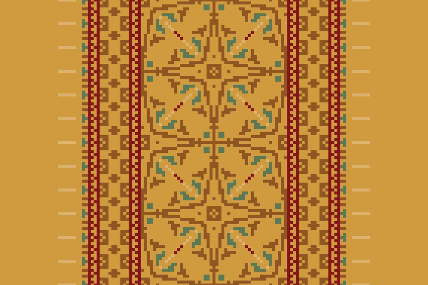Kilim Pattern Seamless Bandana print silk Motif embroidery, Pixel Ikat embroidery Design for Print pattern vintage flower folk navajo patchwork pattern vector