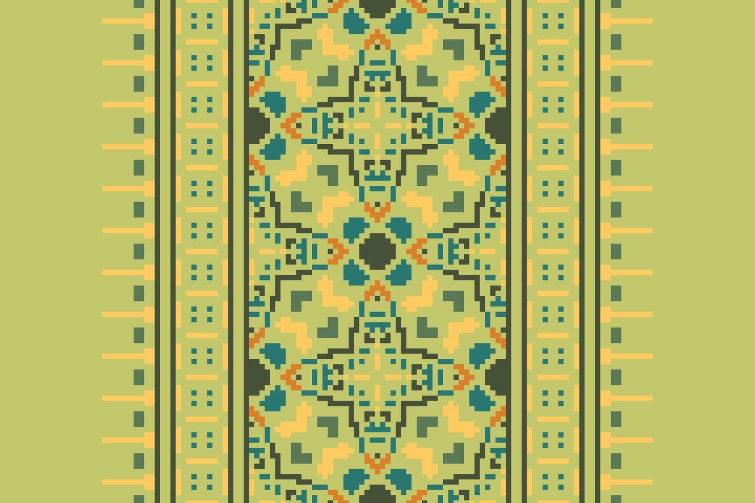 Kilim Pattern Seamless Scandinavian pattern Motif embroidery, Pixel Ikat embroidery Design for Print egyptian pattern tibetan mandala bandanna vector