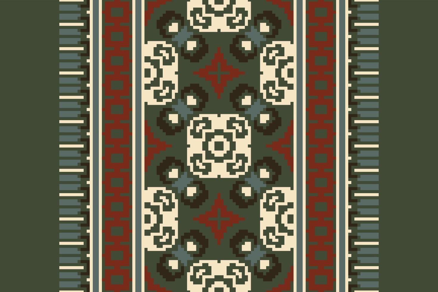 Dupatta Pattern Seamless Bandana print silk Motif embroidery, Pixel Ikat embroidery Design for Print Texture fabric saree sari carpet. kurta patola saree vector