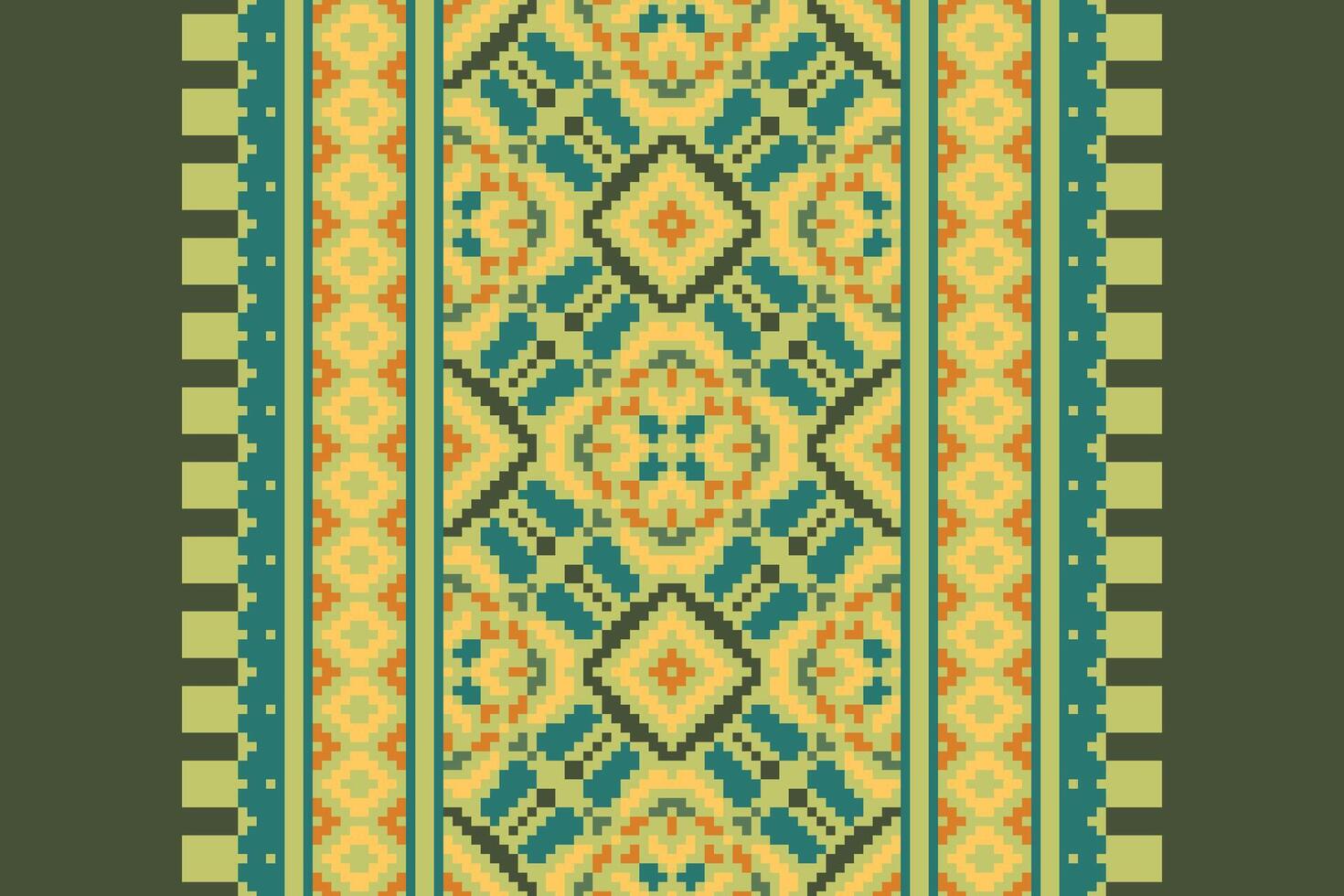 Kilim Pattern Seamless Scandinavian pattern Motif embroidery, Pixel Ikat embroidery Design for Print border embroidery ancient egypt vector