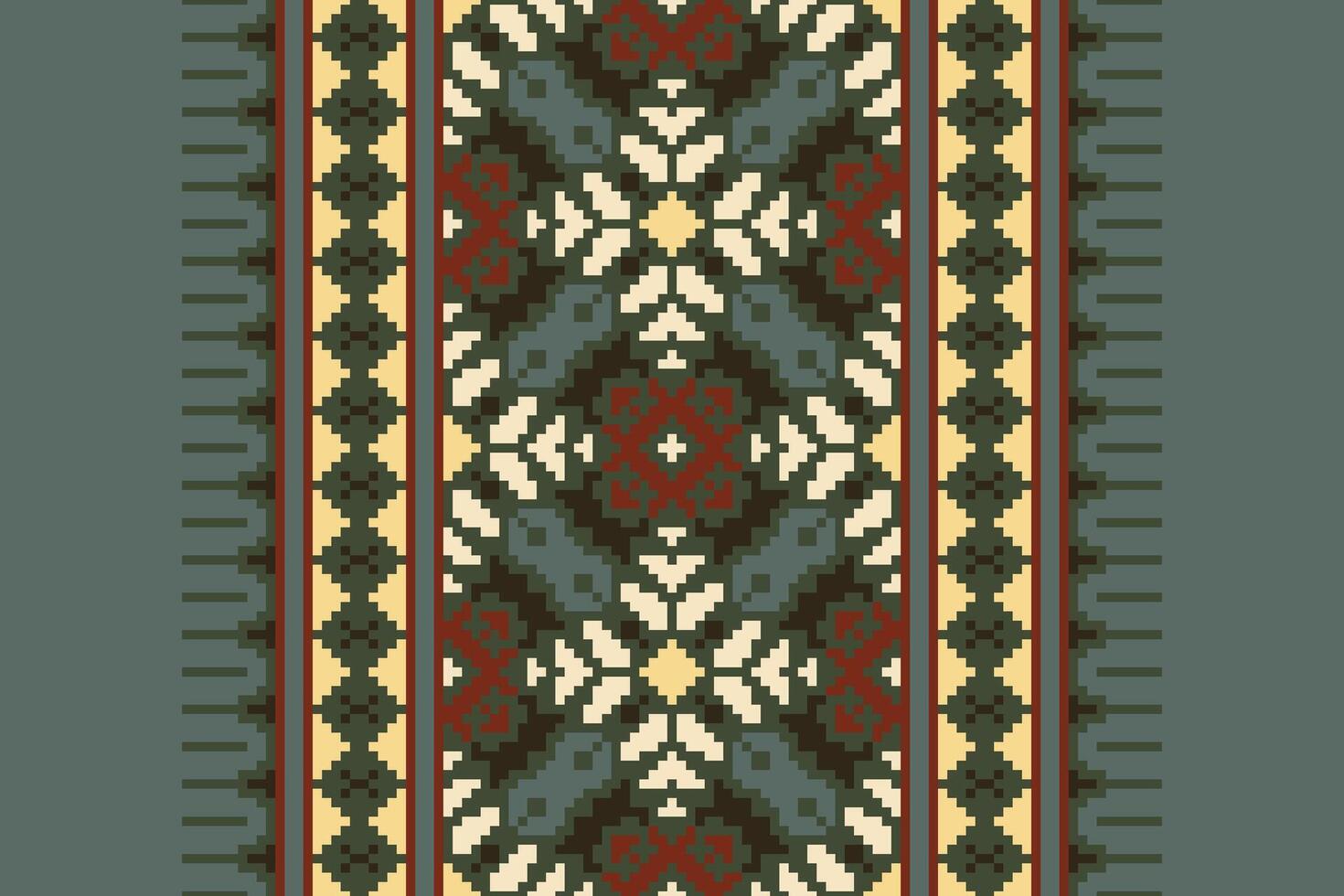 Dupatta Pattern Seamless Bandana print silk Motif embroidery, Pixel Ikat embroidery Design for Print indonesian batik motif embroidery native american kurta mughal design vector