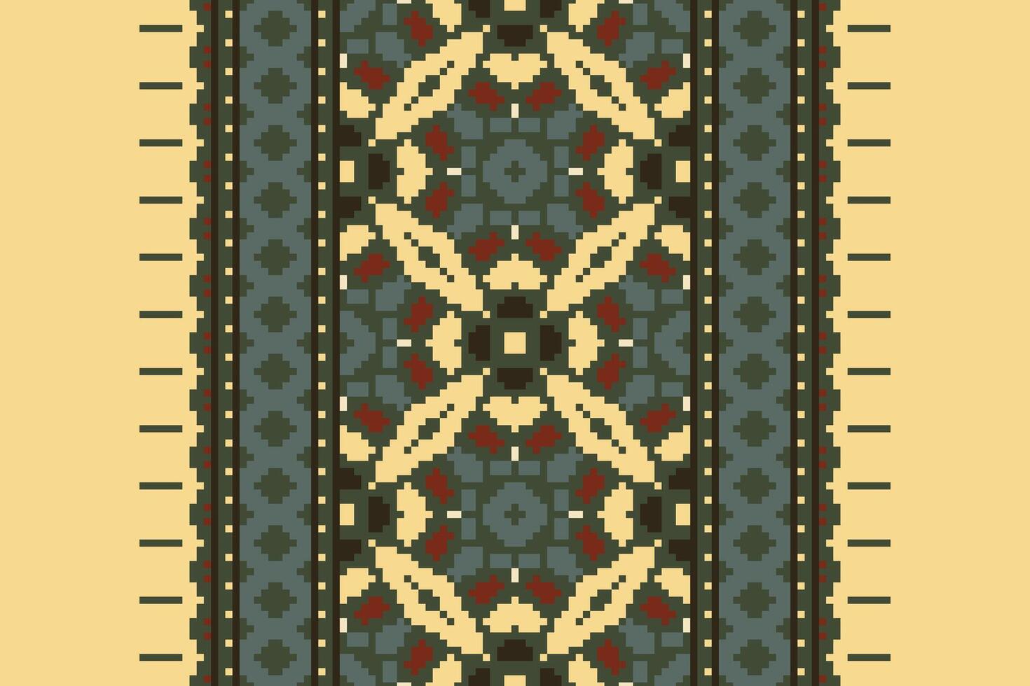 Dupatta Pattern Seamless Bandana print silk Motif embroidery, Pixel Ikat embroidery Design for Print scarf hijab pattern kerchief Pixel Ikat Silk kurti model mughal patterns vector