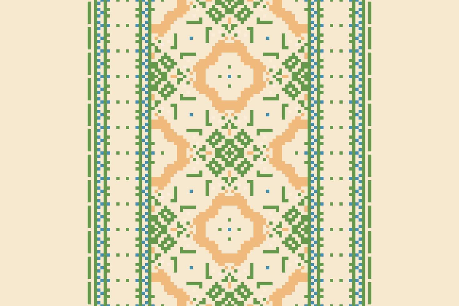 Salwar Pattern Seamless Mughal architecture Motif embroidery, Pixel Ikat embroidery Design for Print endless arabesque cloth dupatta shawl bandana print silk kurta men vector