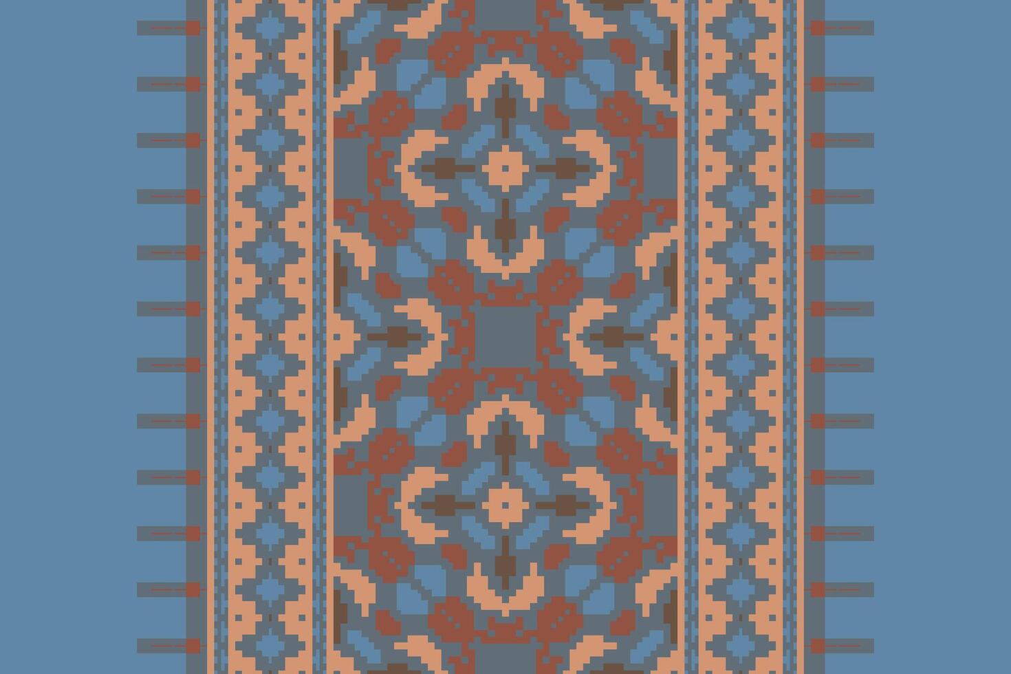 Salwar Pattern Seamless Scandinavian pattern Motif embroidery, Pixel Ikat embroidery Design for Print kurta pattern mughal motifs tapestry pattern floral repeat vector