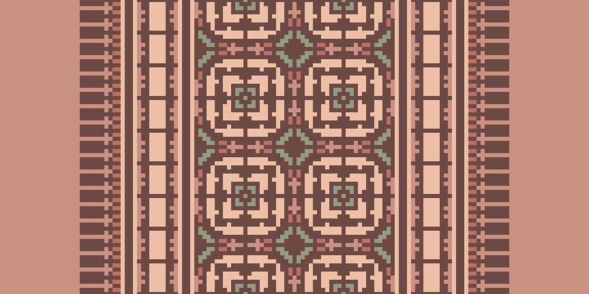 Patchwork pattern Seamless Mughal architecture Motif embroidery, Pixel Ikat embroidery Design for Print endless arabesque cloth dupatta shawl bandana print silk kurta men vector