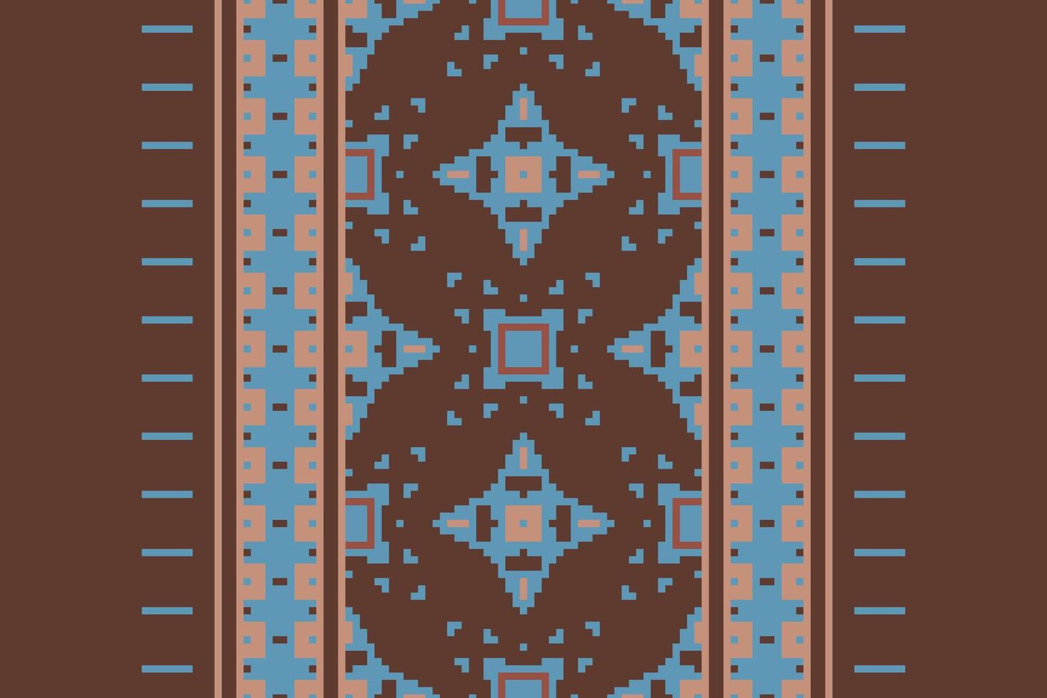 Pixel Cross Stitch pattern with Floral Designs. Traditional cross stitch needlework. Geometric Ethnic pattern, Embroidery, Textile ornamentation, fabric, Hand stitched pattern, Cultural stitching vector