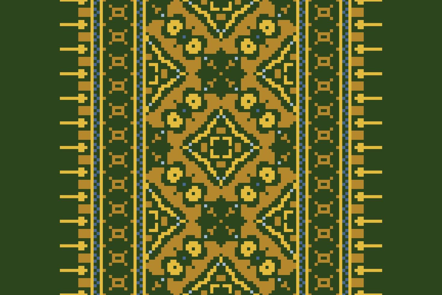 Pixel Cross Stitch pattern with Floral Designs. Traditional cross stitch needlework. Geometric Ethnic pattern, Embroidery, Textile ornamentation, fabric, Hand stitched pattern, Cultural stitching vector