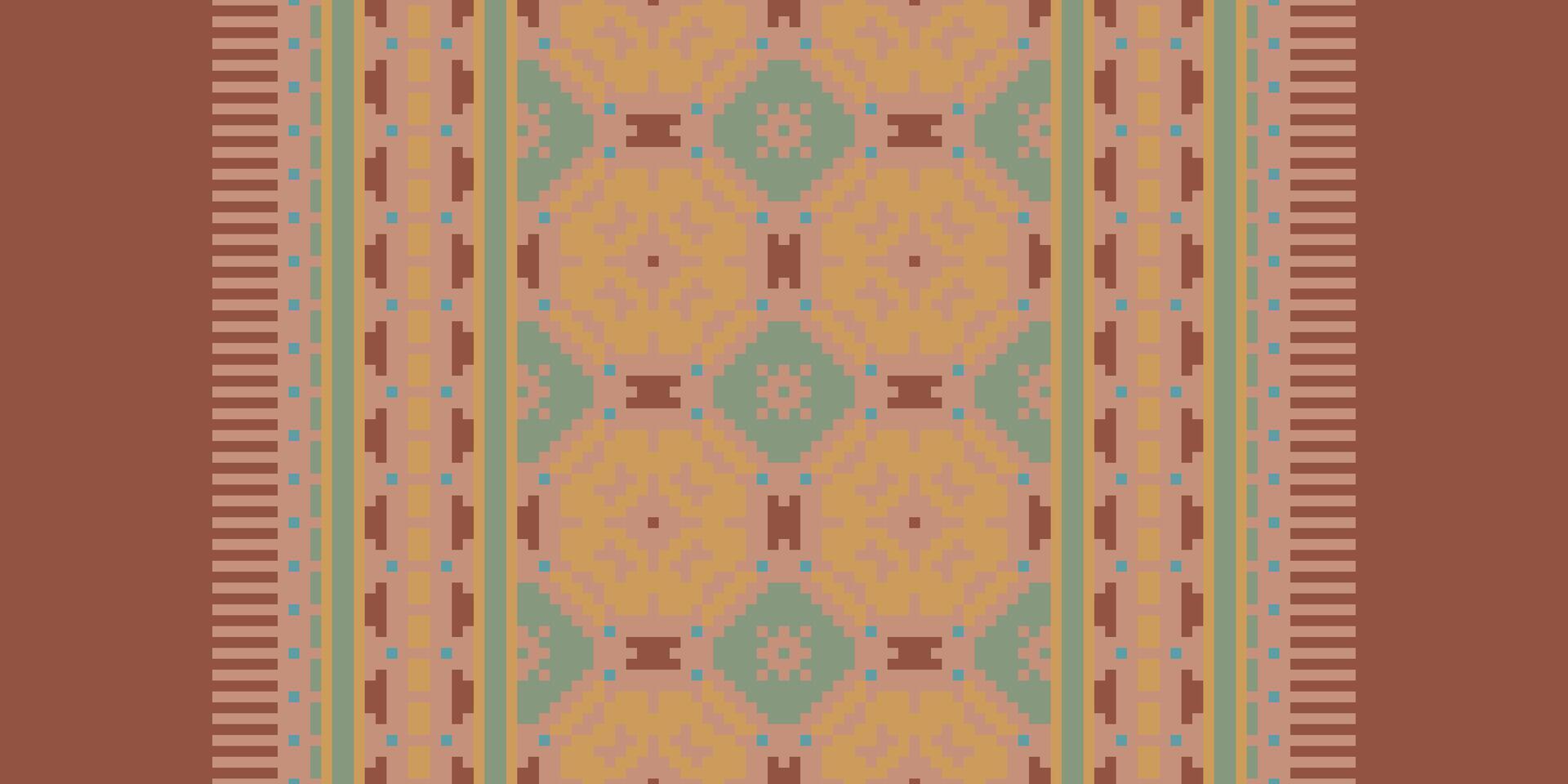 Patchwork pattern Seamless Mughal architecture Motif embroidery, Pixel Ikat embroidery Design for Print tapestry floral kimono repeat pattern lacing spanish motif vector