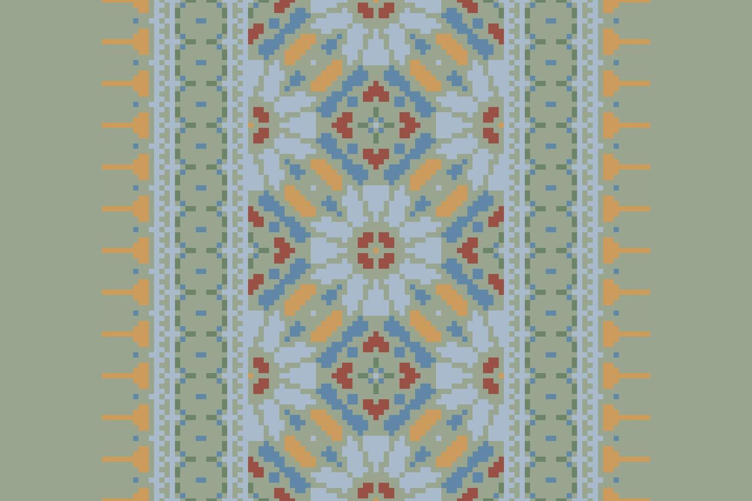 Anarkali Pattern Seamless Native American, Motif embroidery, Pixel Ikat embroidery Design for Print vyshyvanka placemat quilt sarong sarong beach kurtis Indian motifs vector