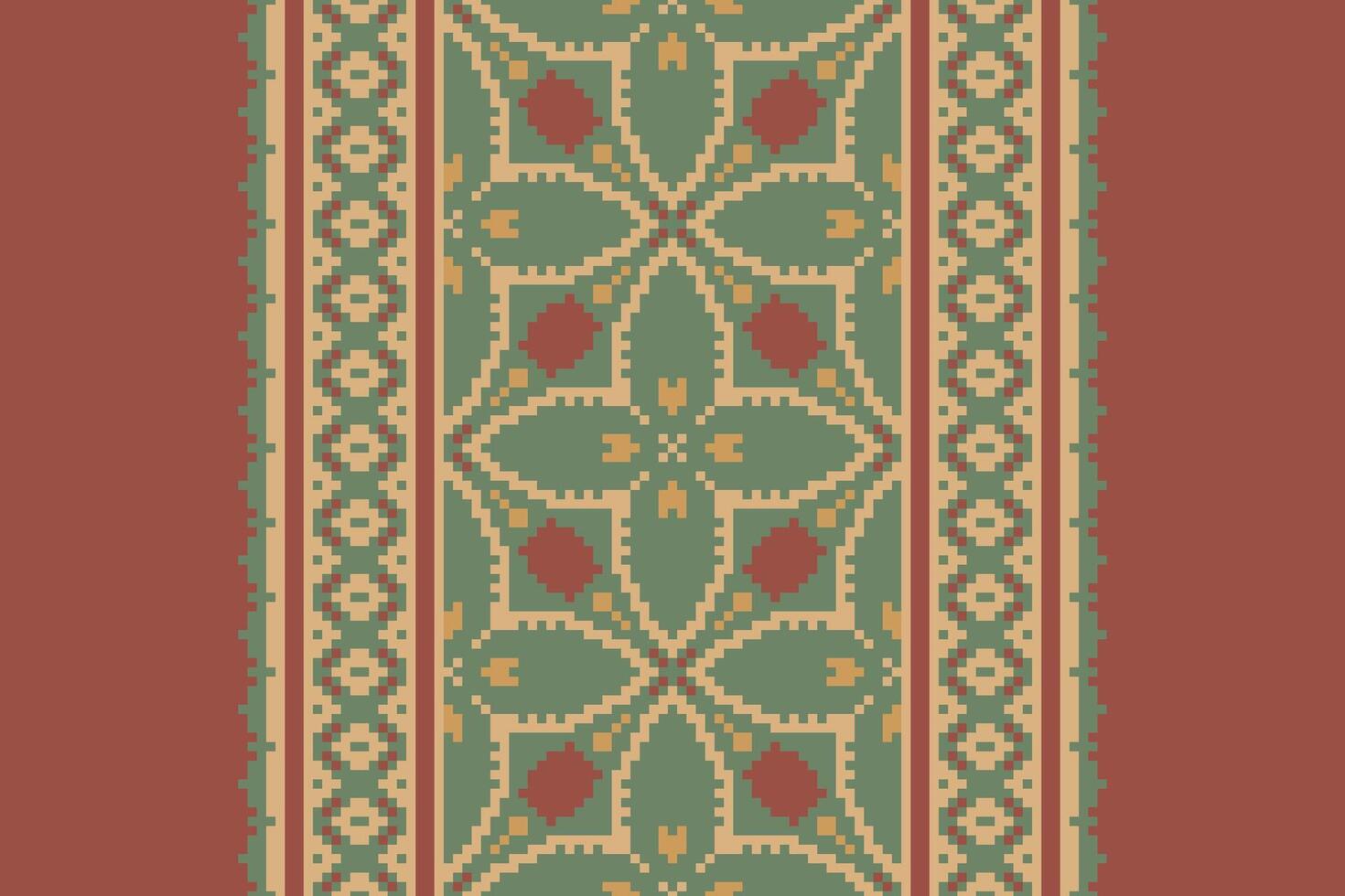 Anarkali Pattern Seamless Bandana print silk Motif embroidery, Pixel Ikat embroidery Design for Print tapestry floral kimono repeat pattern lacing spanish motif vector