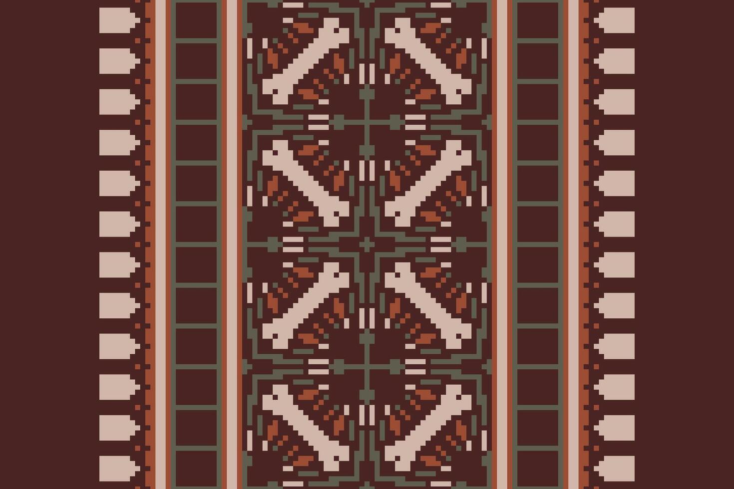 Anarkali frock design Seamless Bandana print silk Motif embroidery, Pixel Ikat embroidery Design for Print indonesian batik motif embroidery native american kurta mughal design vector