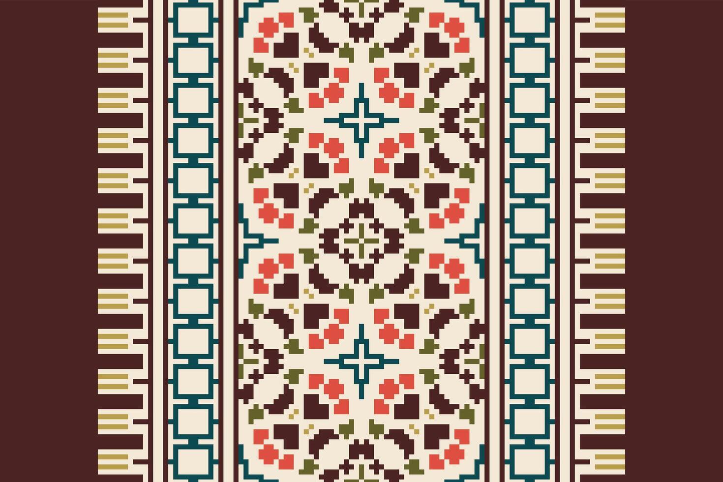 Anarkali frock design Seamless Australian aboriginal pattern Motif embroidery, Pixel Ikat embroidery Design for Print tapestry floral kimono repeat pattern lacing spanish motif vector