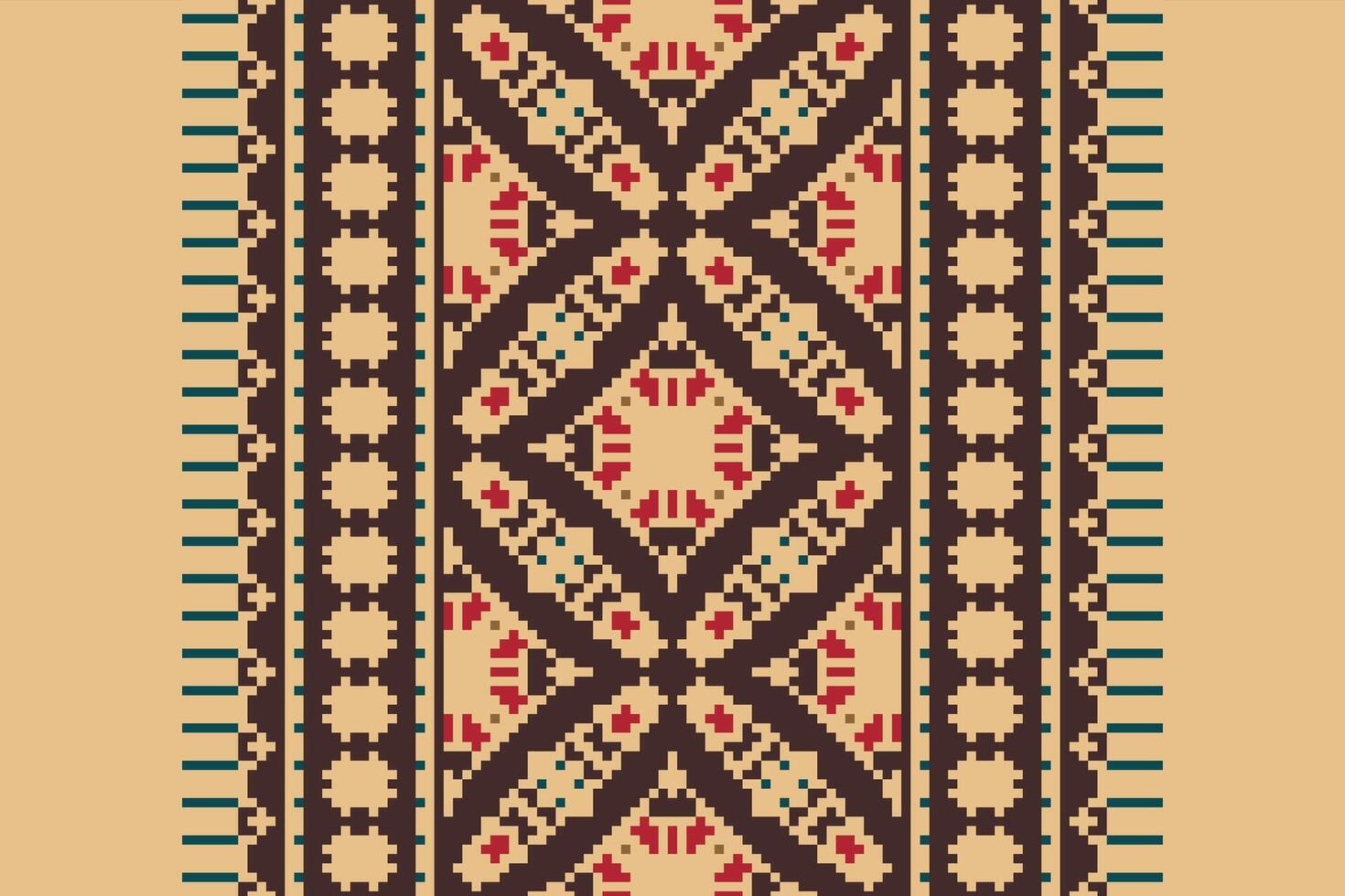 Anarkali frock design Seamless Bandana print silk Motif embroidery, Pixel Ikat embroidery Design for Print pattern vintage flower folk navajo patchwork pattern vector
