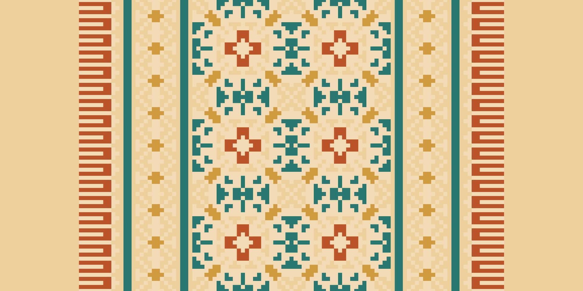 Patchwork pattern Seamless Scandinavian pattern Motif embroidery, Pixel Ikat embroidery Design for Print indonesian batik motif embroidery native american kurta mughal design vector