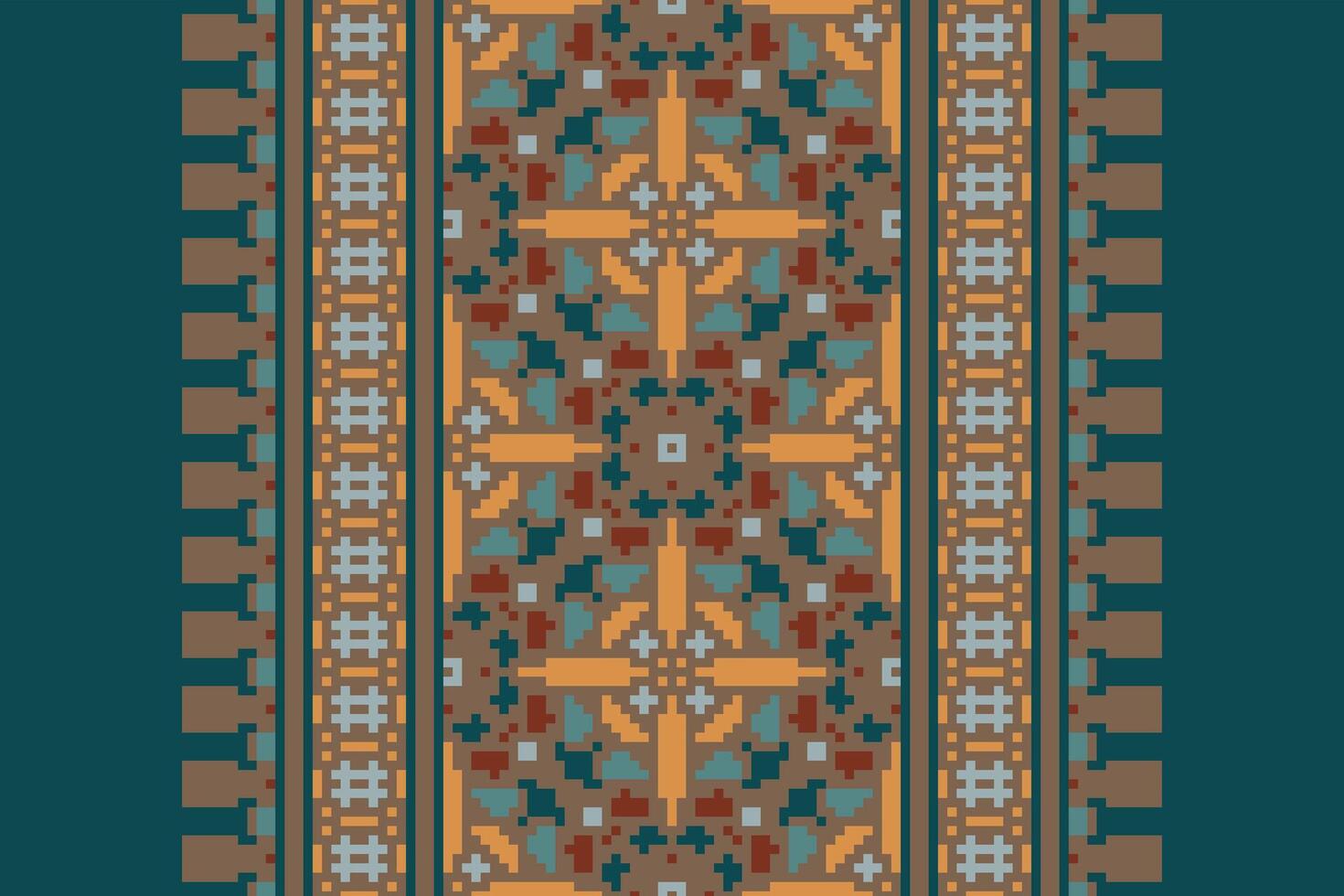 Anarkali frock design Seamless Mughal architecture Motif embroidery, Pixel Ikat embroidery Design for Print scarf hijab pattern kerchief Pixel Ikat Silk kurti model mughal patterns vector