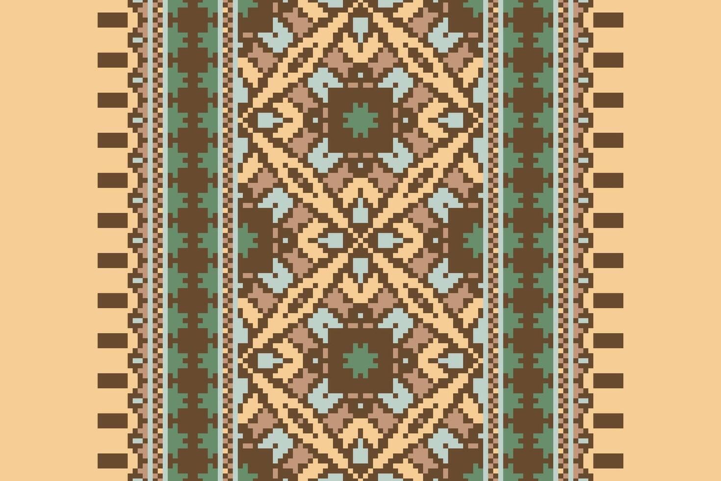 Anarkali frock design Seamless Scandinavian pattern Motif embroidery, Pixel Ikat embroidery Design for Print Texture fabric saree sari carpet. kurta patola saree vector